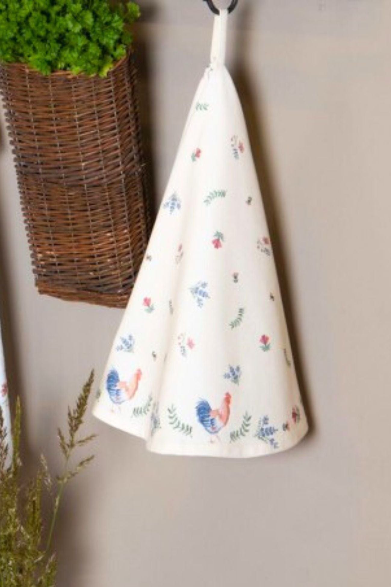 Clayre & Eef Chicken And Rooster Chicken And Rooster - Strofinaccio in cotone con motivo a quadri rosso e bianco| Clayre & Eef