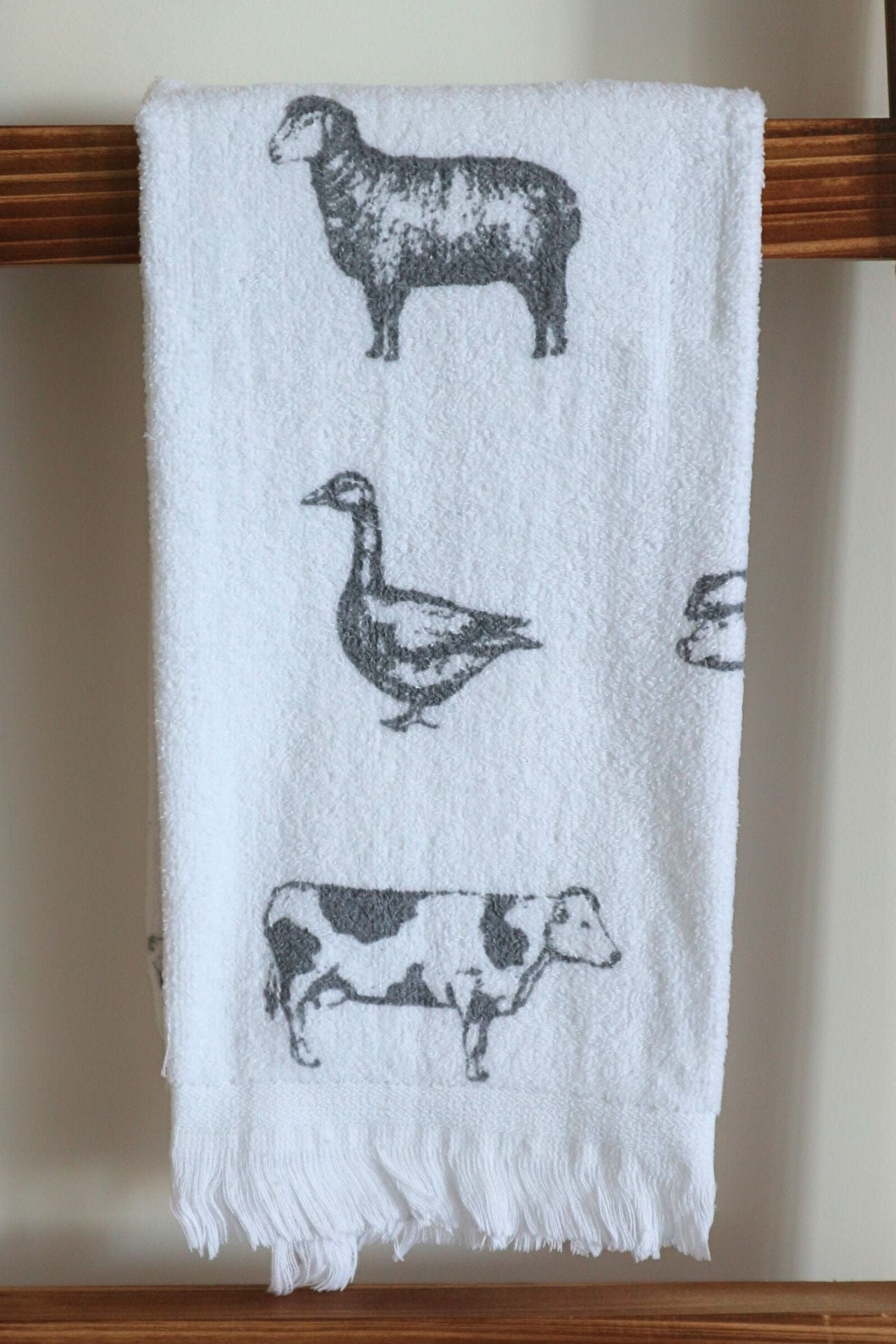Clayre & Eef Farm Farm - Asciugamano ospiti in cotone con animali da fattoria 66x40cm | Clayre & Eef