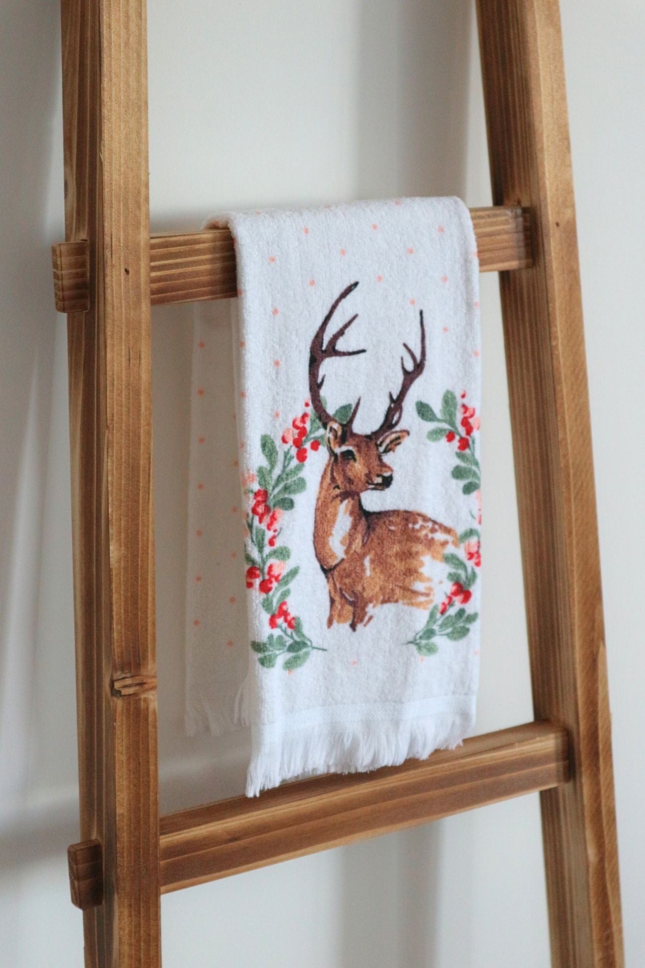 Clayre & Eef Jul Jul - Asciugamano ospiti in cotone con cervo natalizio 60x44cm | Clayre & Eef