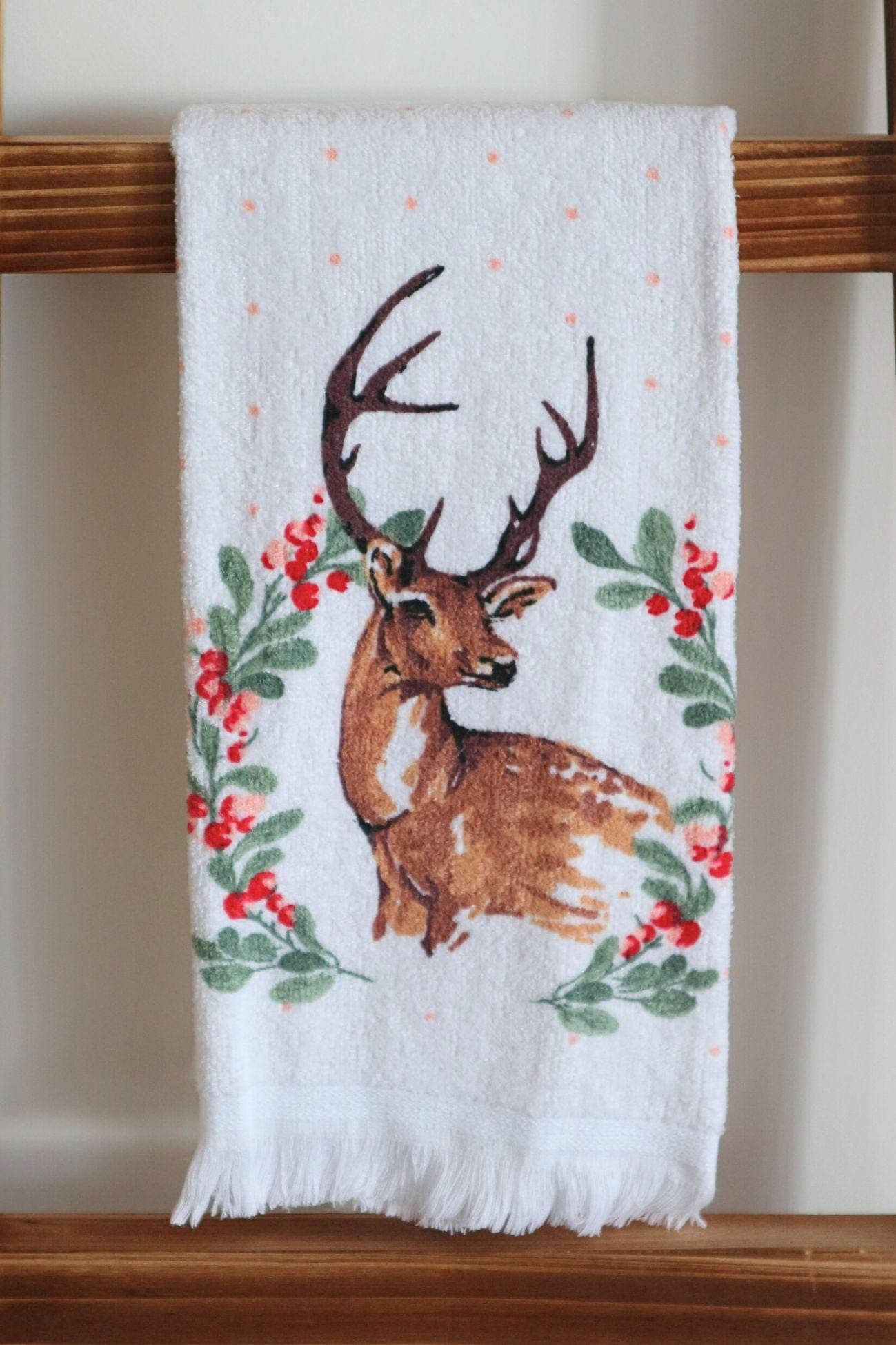 Clayre & Eef Jul Jul - Asciugamano ospiti in cotone con cervo natalizio 60x44cm | Clayre & Eef