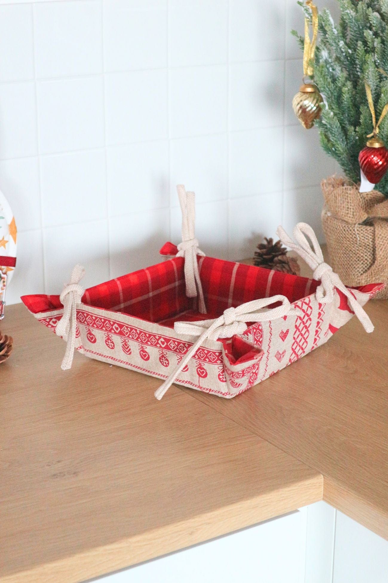 Clayre & Eef Sob Sob - Cestino per il pane natalizio in cotone | Clayre & Eef