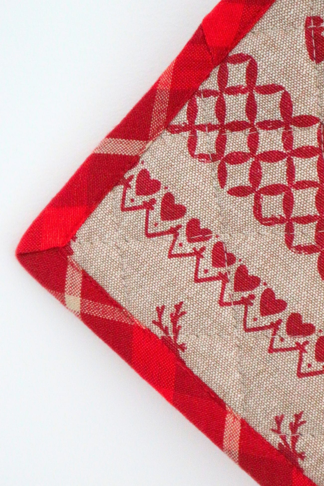 Clayre & Eef Sob Sob - Presina natalizia in cotone rosso e beige | Clayre & Eef