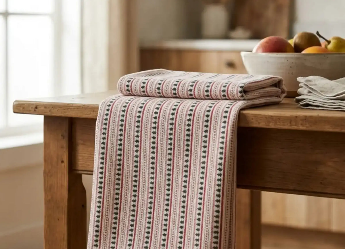 Rifugio Di Natale Tea Towel Red Stripes