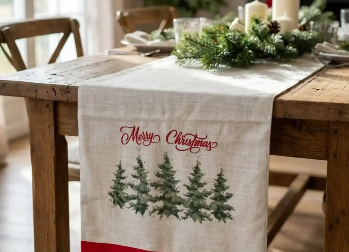Merry Wood Table Runner 3 Trees