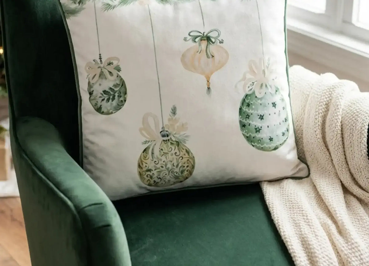 Silent Gold Christmas Baubles Cushion