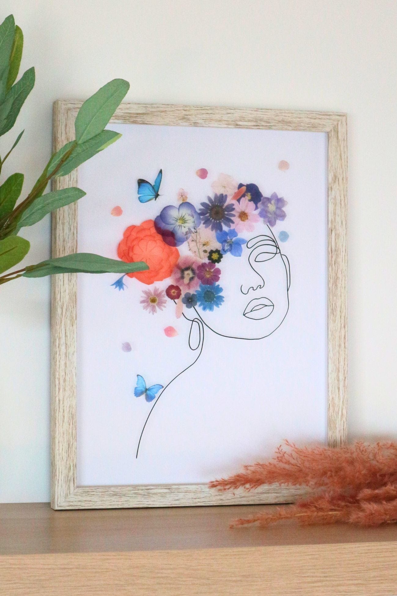 Item International Aida Aida - Quadretto 3D in vetro e legno con decorazioni floreali 40x30 | Item International