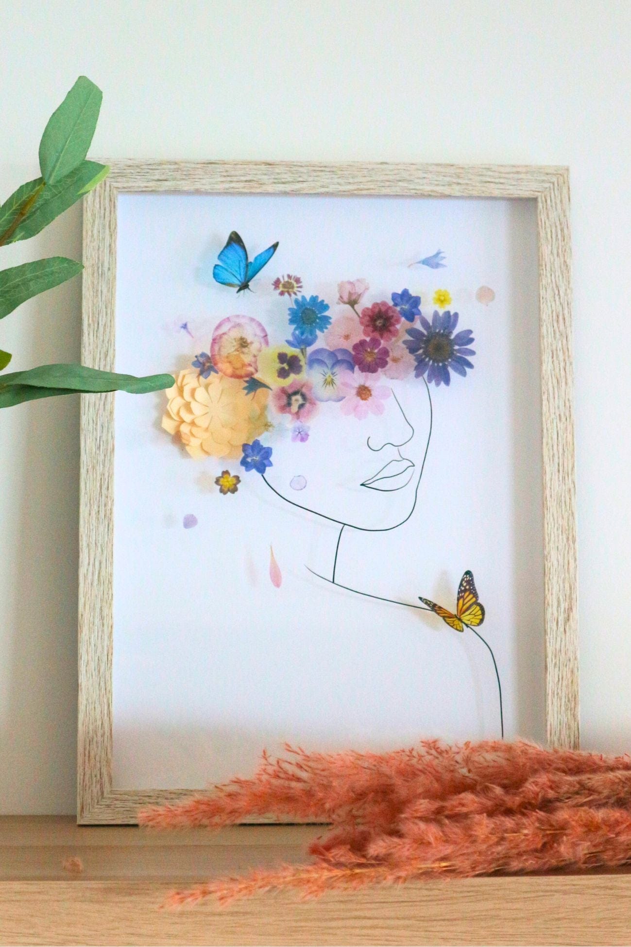 Item International Aida Aida - Quadretto 3D in vetro e legno con decorazioni floreali 40x30 | Item International