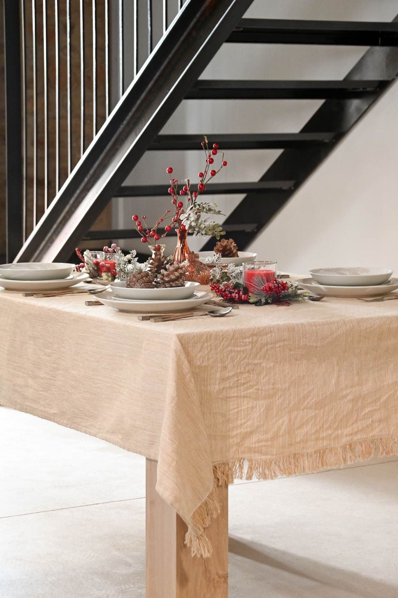 Item International Amelia Amelia - Tovaglia beige in cotone riciclato 200x150 | Item International