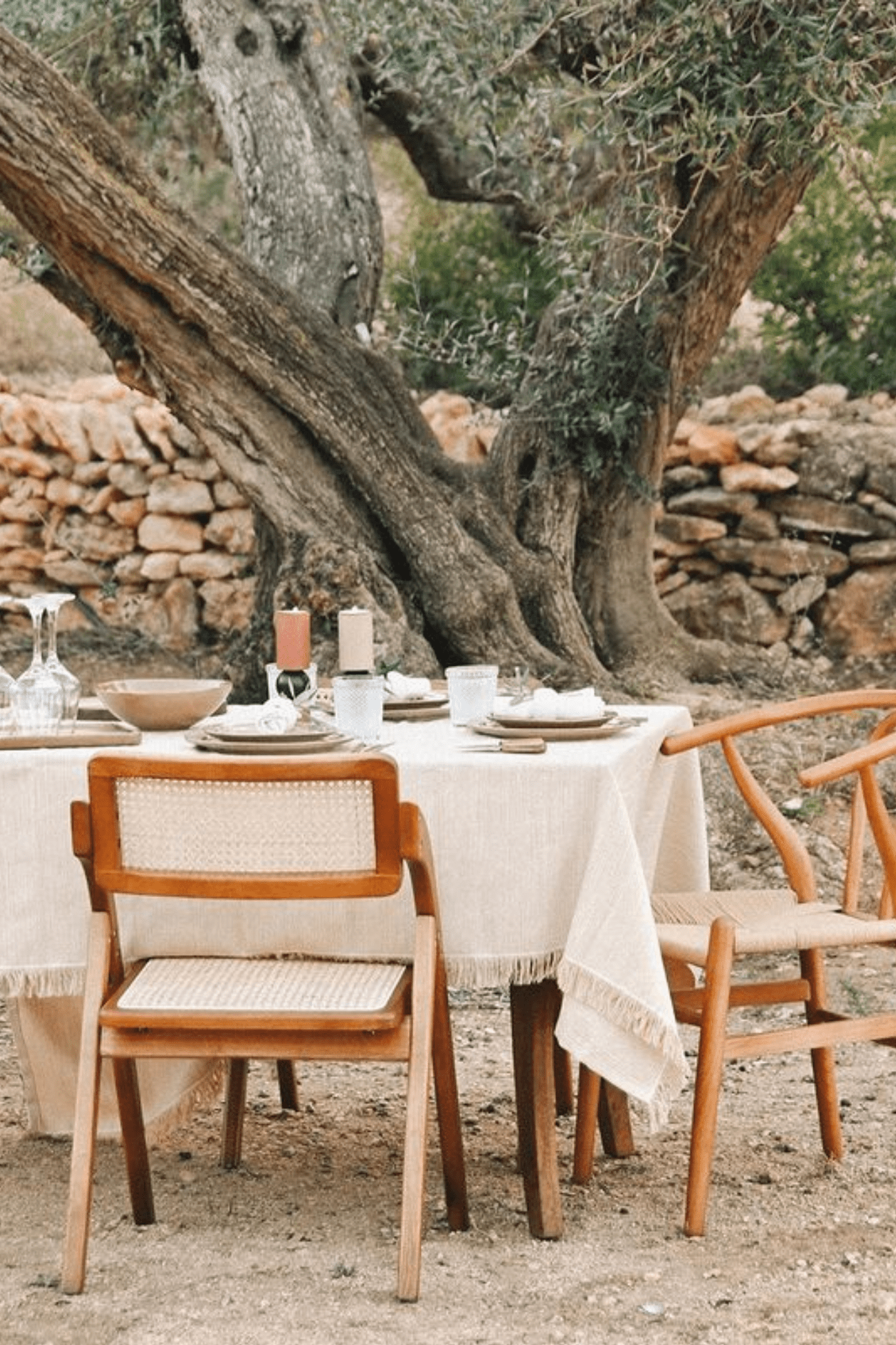 Item International Amelia Tovaglia beige in cotone riciclato 200x150