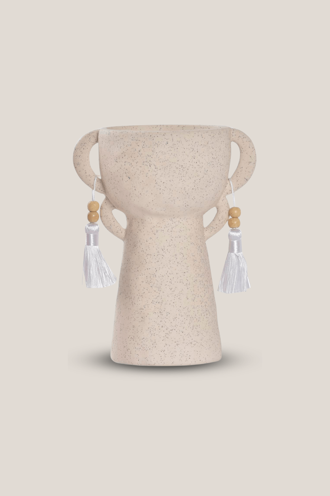 Item International Ayel Vaso in ceramica beige in stile etnico con orecchie
