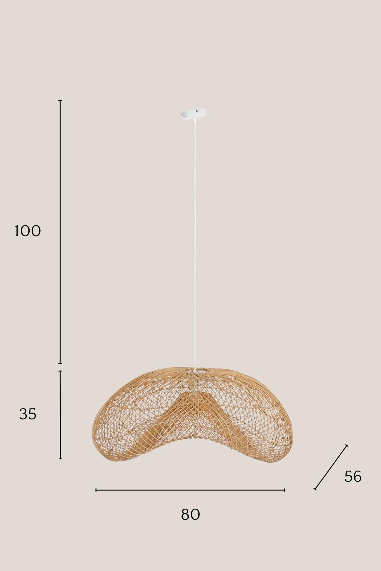 Item International Bayley Bayley - Lampadario in metallo bianco e rattan naturale | Item International