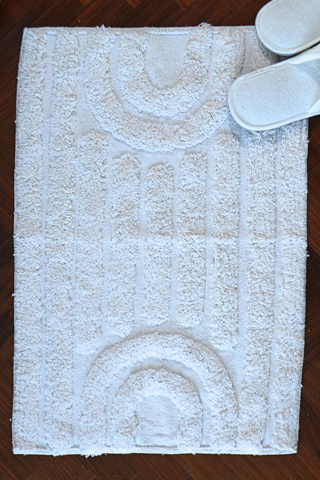 Item International Bode Bode - Tappetino in cotone bianco con motivo geometrico 60x40 | Item International