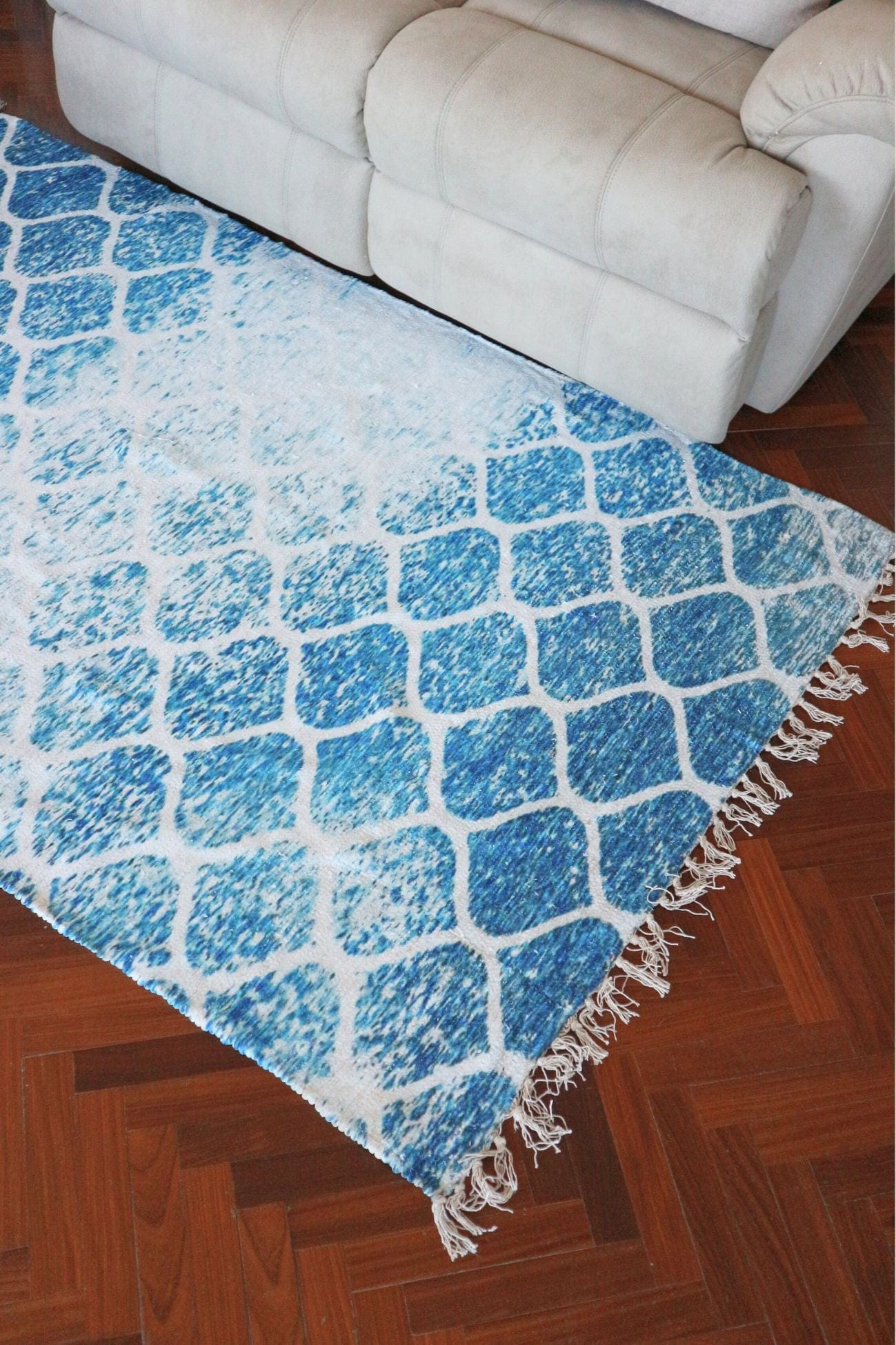 Item International Brugge Brugge - Tappeto in ciniglia di cotone azzurro 120x180 | Item International