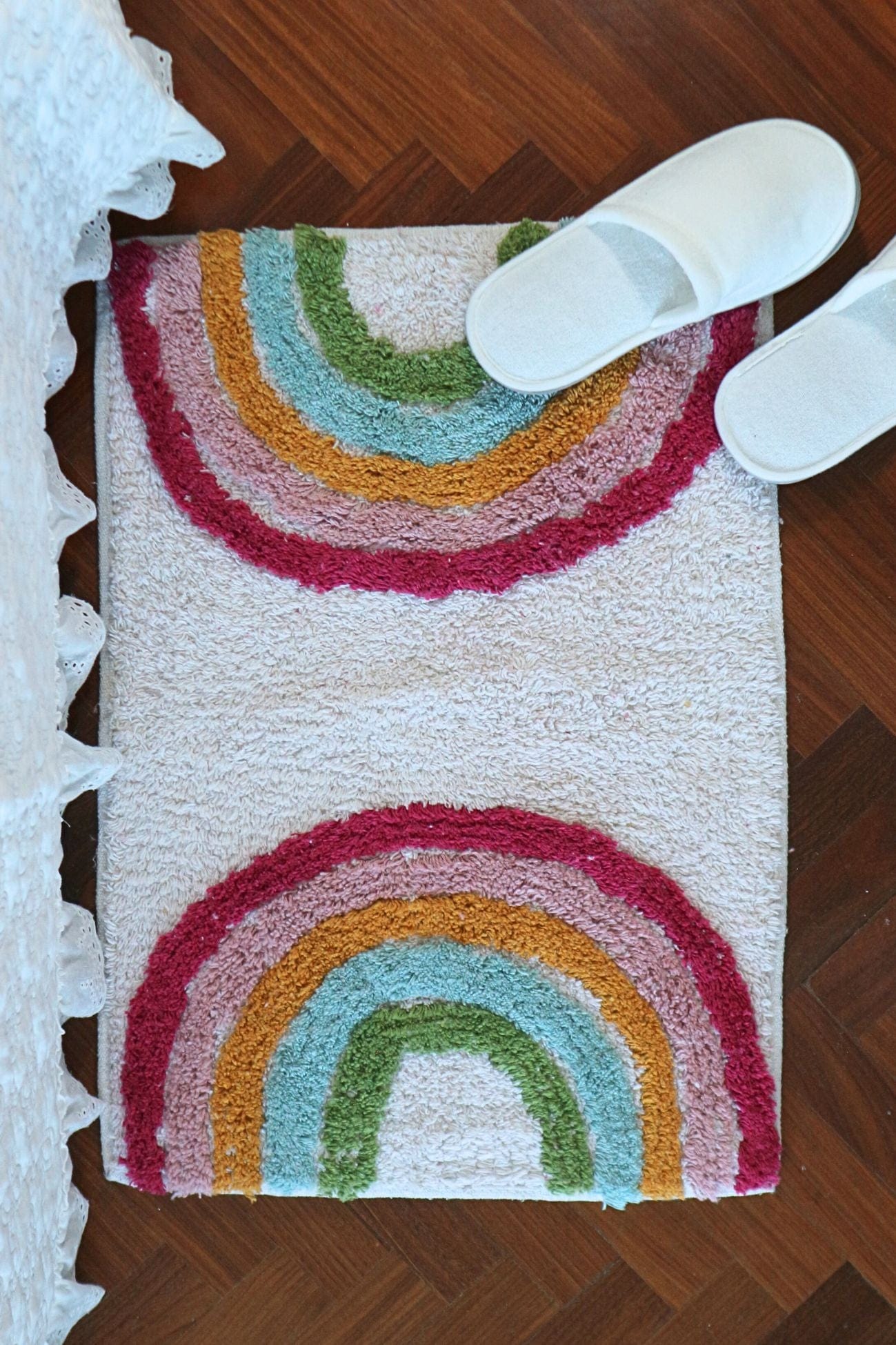 Item International Cal Cal - Tappetino in cotone con arcobaleno 60x40 | Item International