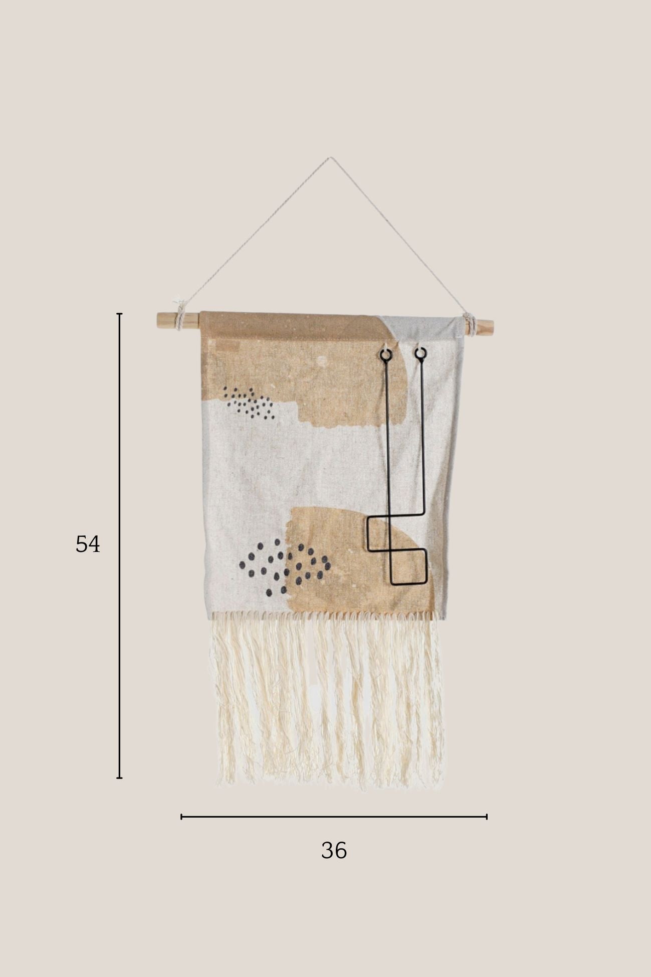 Item International Dalan Dalan - Decorazione da parete con frange e filo in ferro nero | Item International