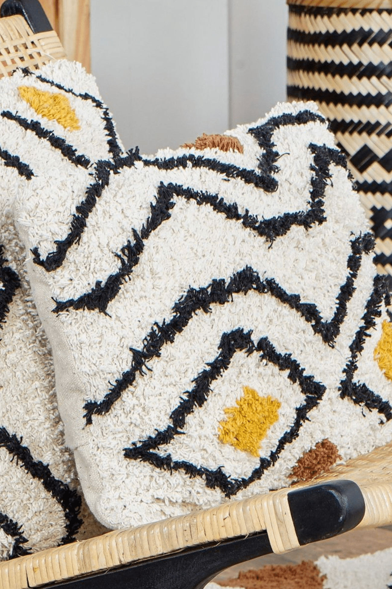 Item International Flecos Cuscino arredo quadrato imbottito in cotone in stile boho