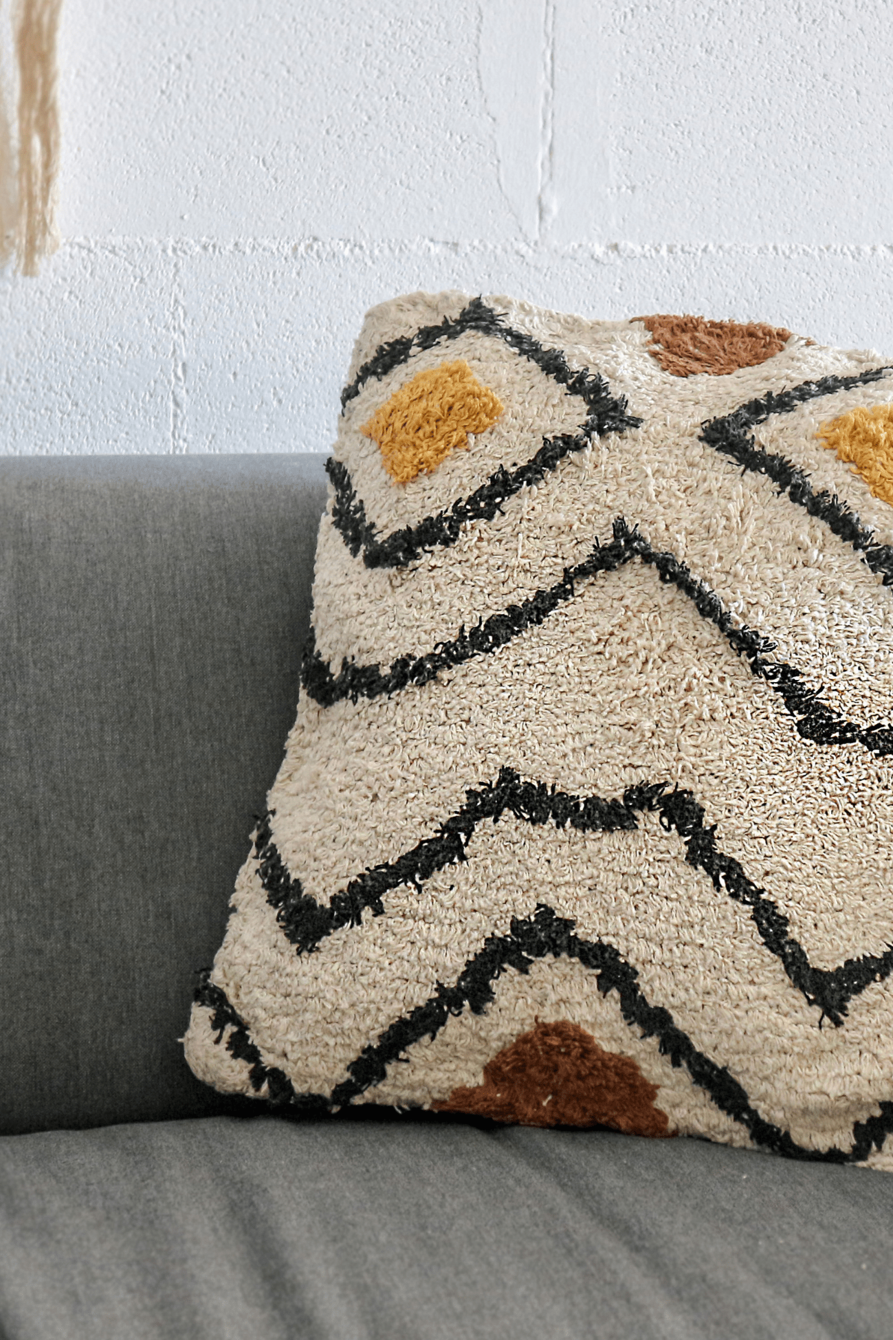 Item International Flecos Cuscino arredo quadrato imbottito in cotone in stile boho