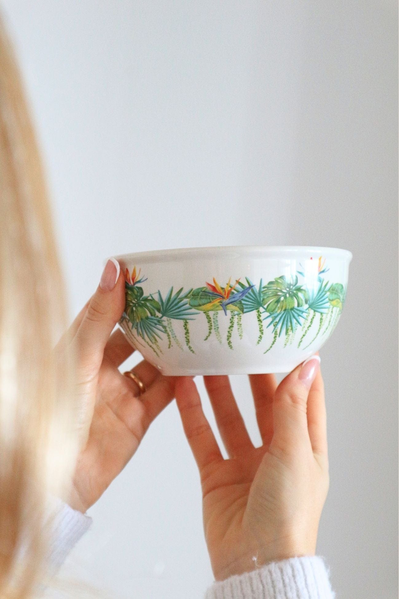 Item International Galia Galia - Ciotola in ceramica bianca con motivo floreale | Item International