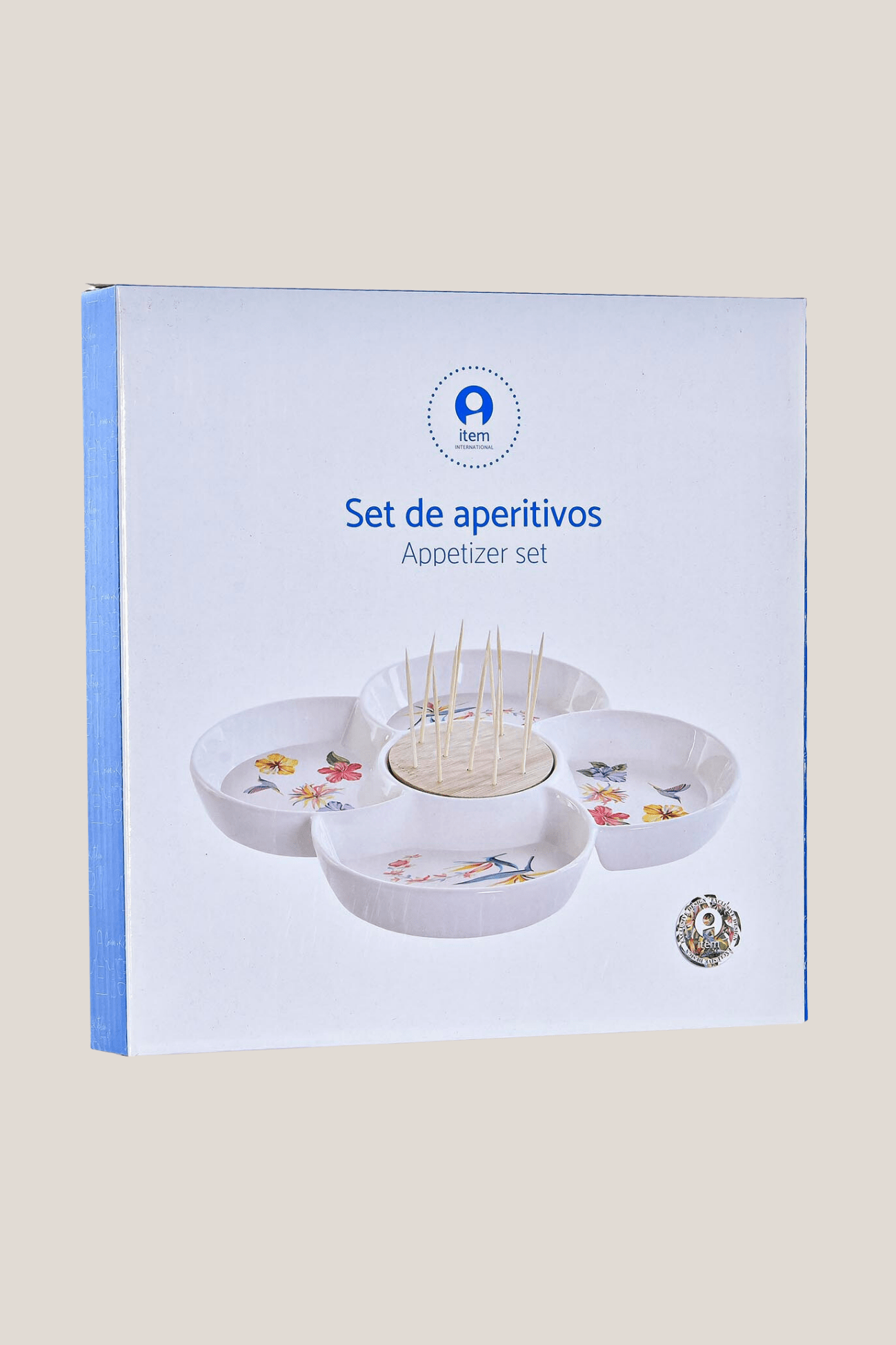 Item International Galia Vassoio da aperitivo in ceramica bianca con motivo floreale