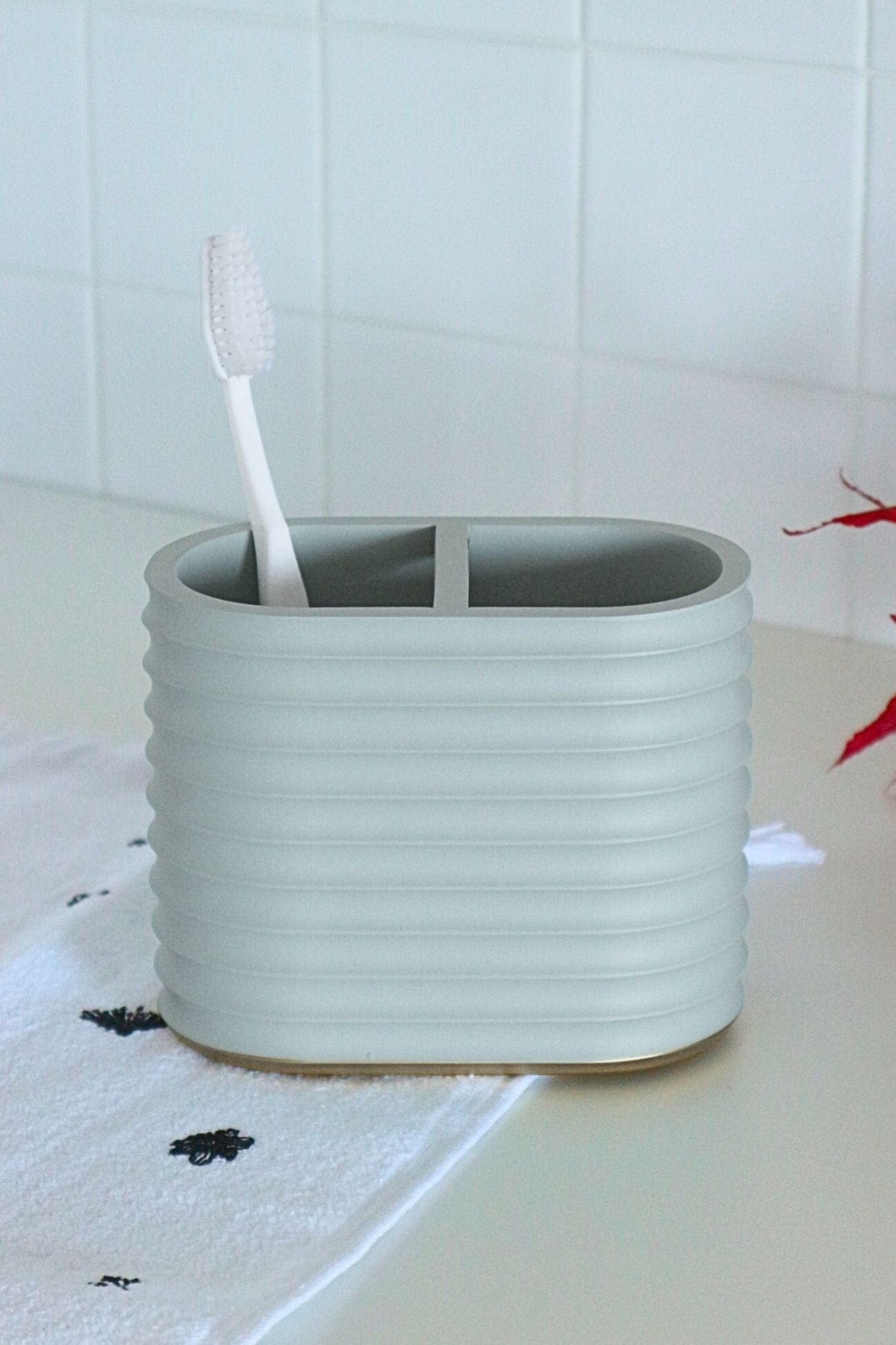 Item International Jolie Jolie - Bicchiere portaspazzolino doppio in resina azzurro