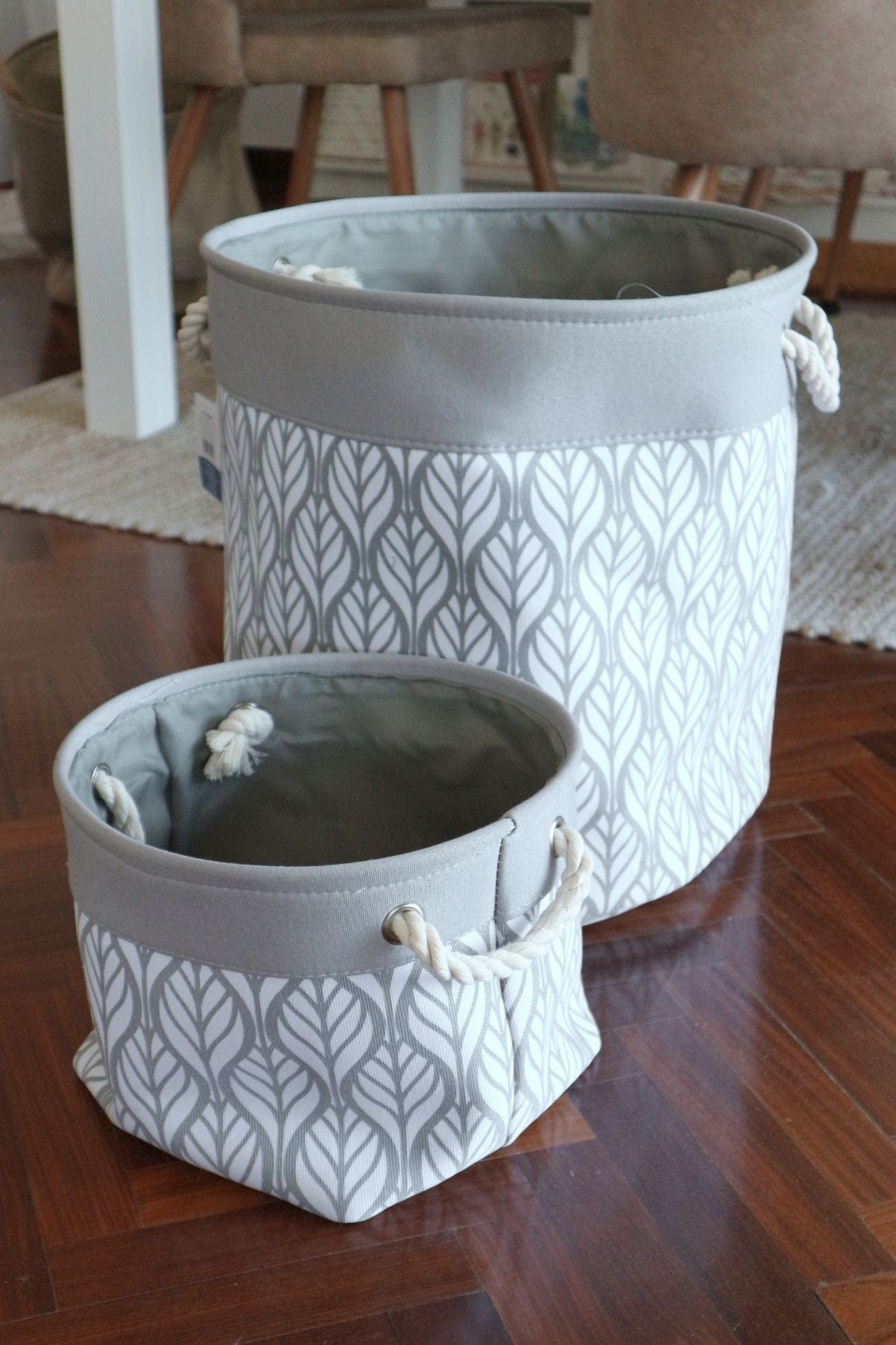 Item International Leaf Leaf - Cesto grigio e bianco con manici | Item International