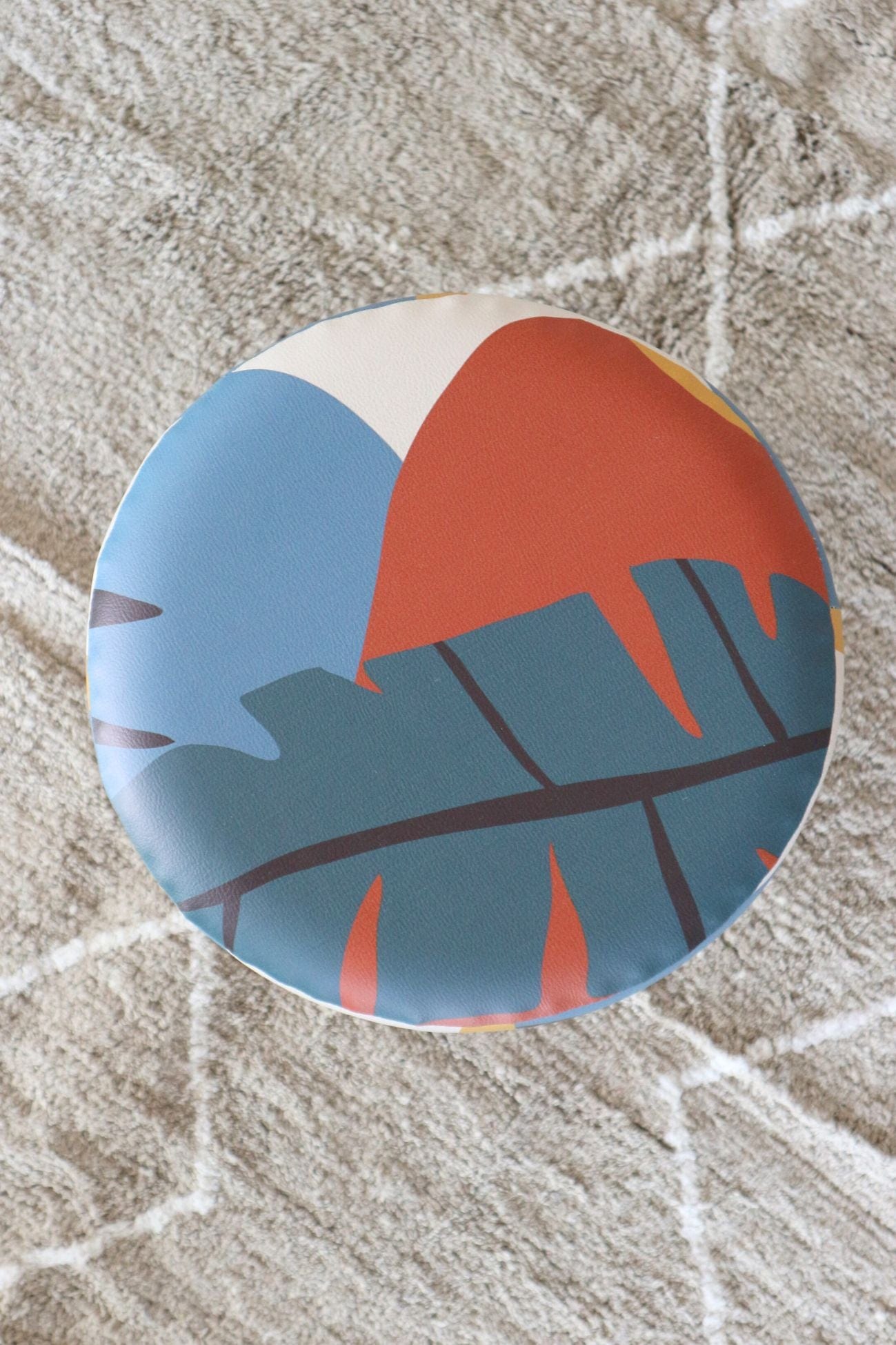 Item International Palawan Palawan - Pouf rotondo con gambe in legno in stile esotico | Item International