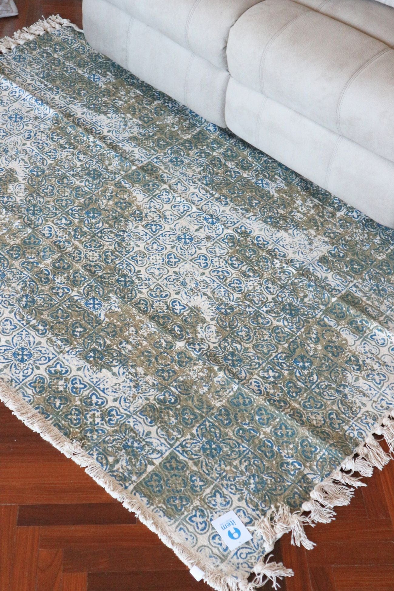 Item International Qanat Qanat - Tappeto in cotone anticato con azulei 120x180 | Item International