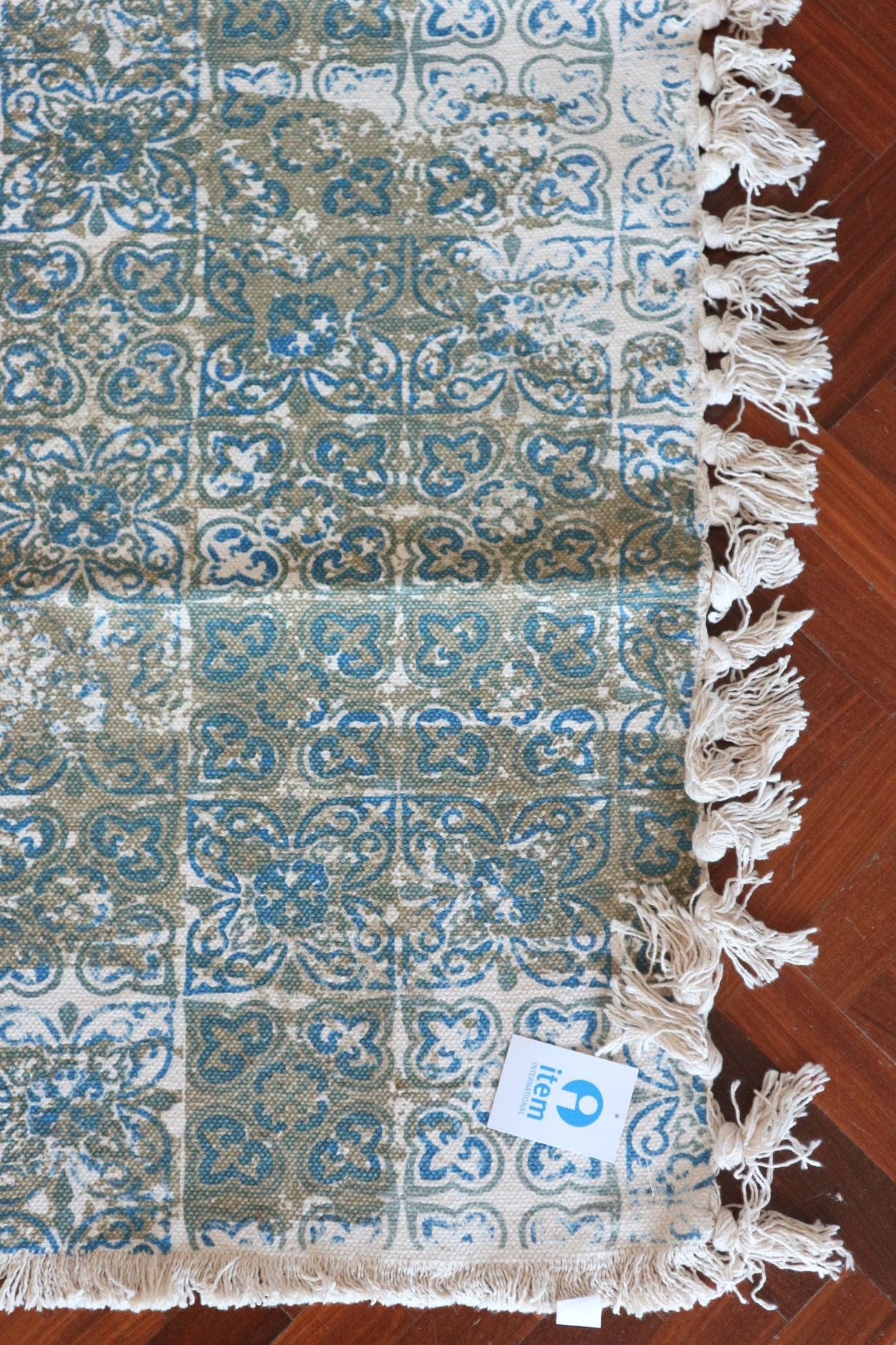 Item International Qanat Qanat - Tappeto in cotone anticato con azulei 120x180 | Item International
