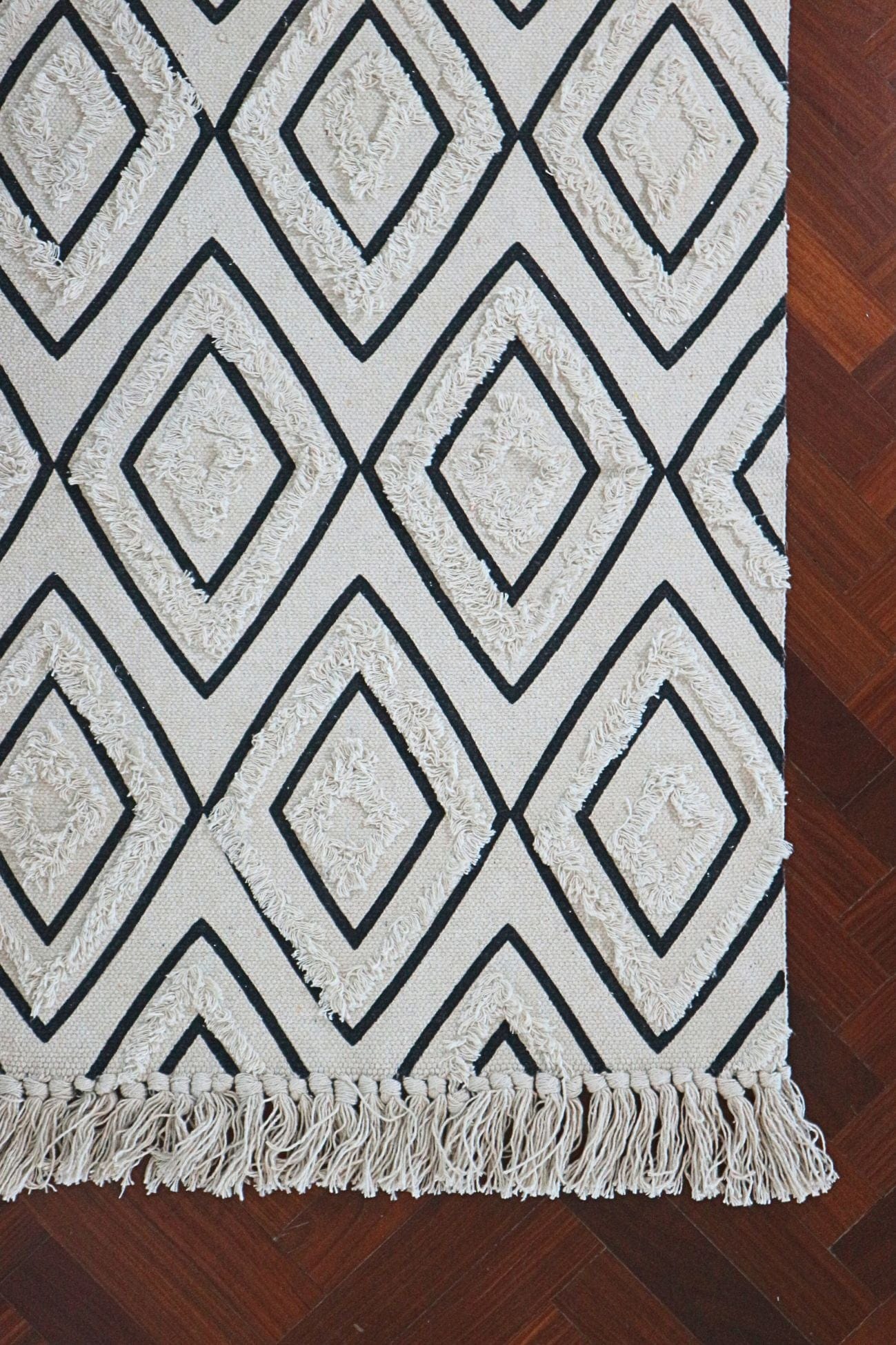 Item International Ruiten Ruiten - Tappetino in cotone con rombi in stile boho 80x50 | Item International