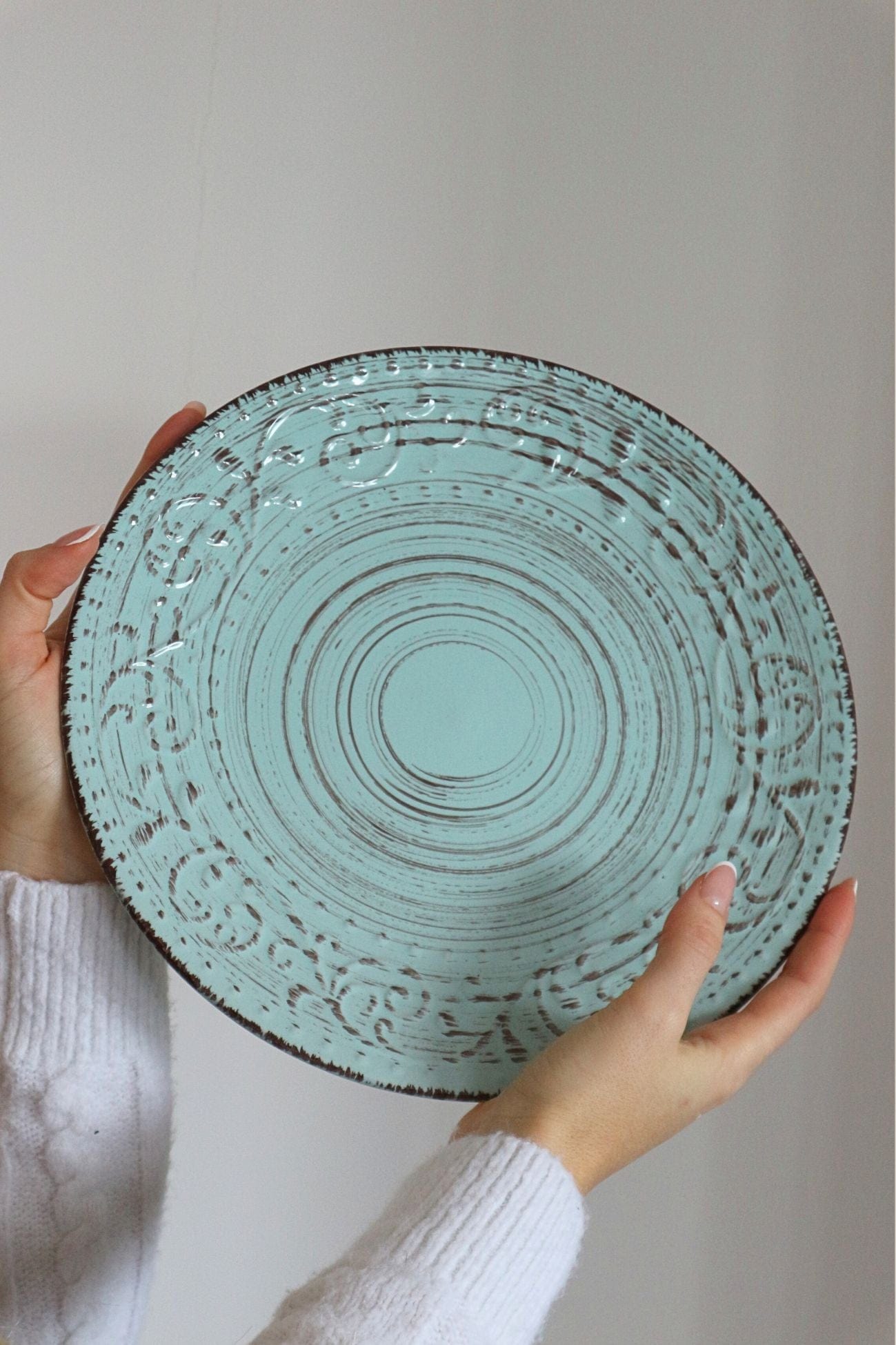 Item International Tiffany Tiffany - Piatto in porcellana azzurra in stile Shabby Chic | Item International