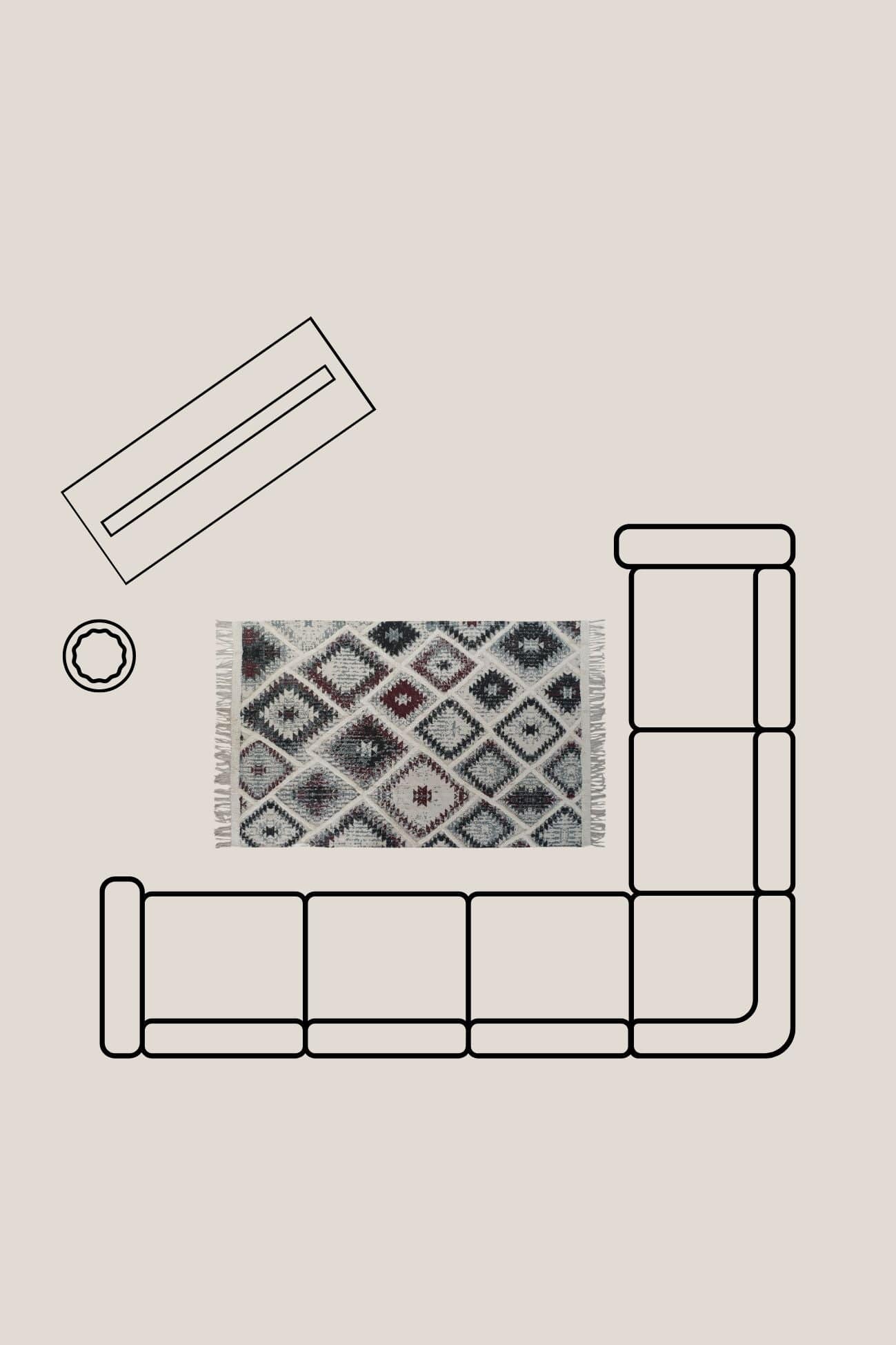 Item International William William - Tappeto in cotone 120x180 con decori ricamati in stile boho | Item International