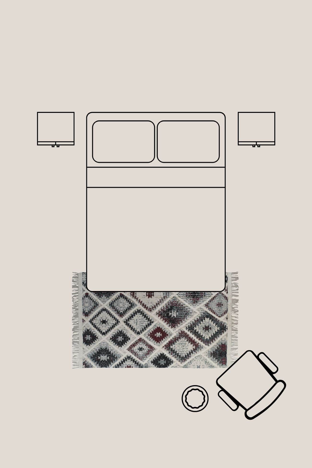 Item International William William - Tappeto in cotone 120x180 con decori ricamati in stile boho | Item International