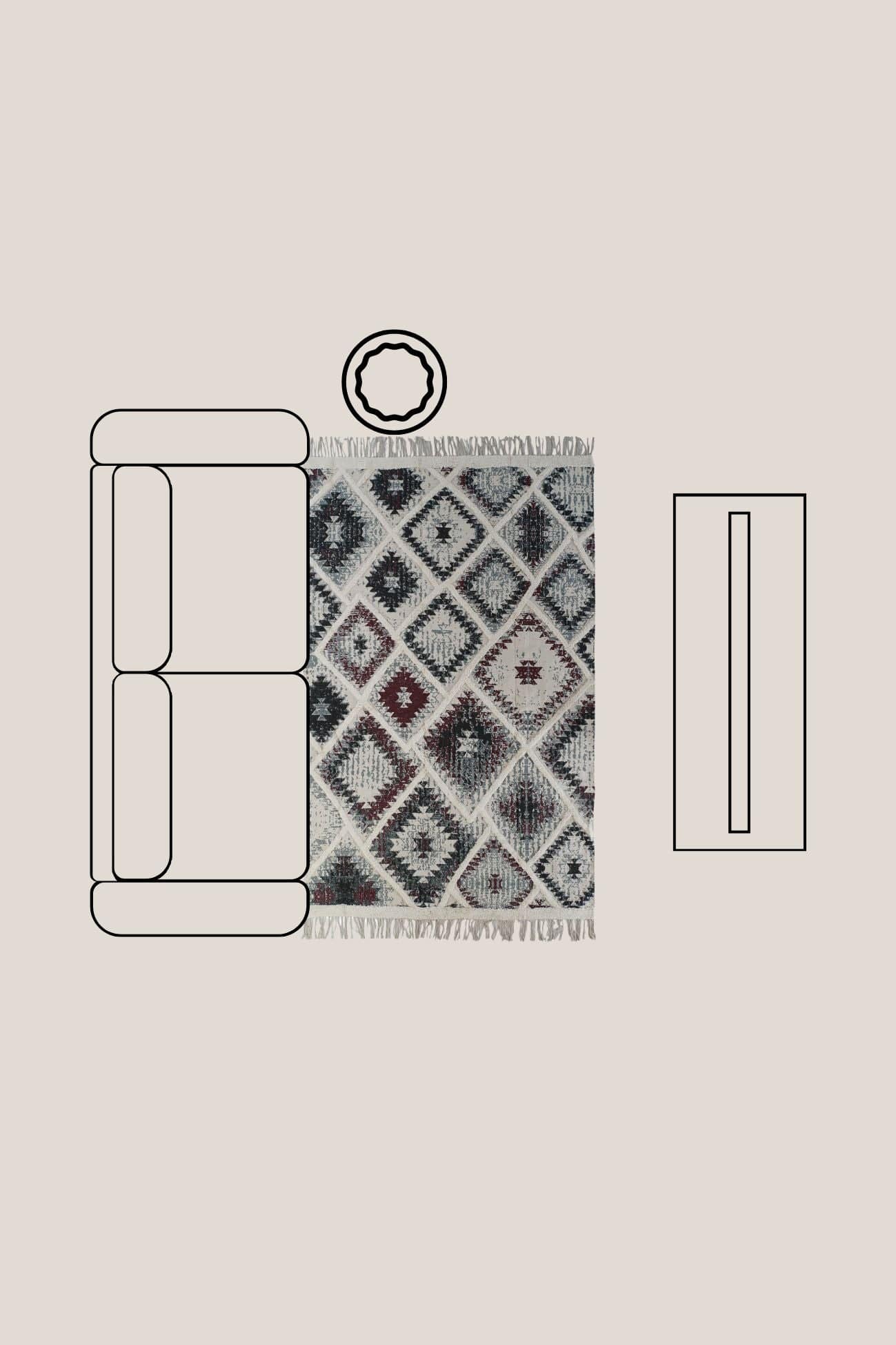 Item International William William - Tappeto in cotone 120x180 con decori ricamati in stile boho | Item International