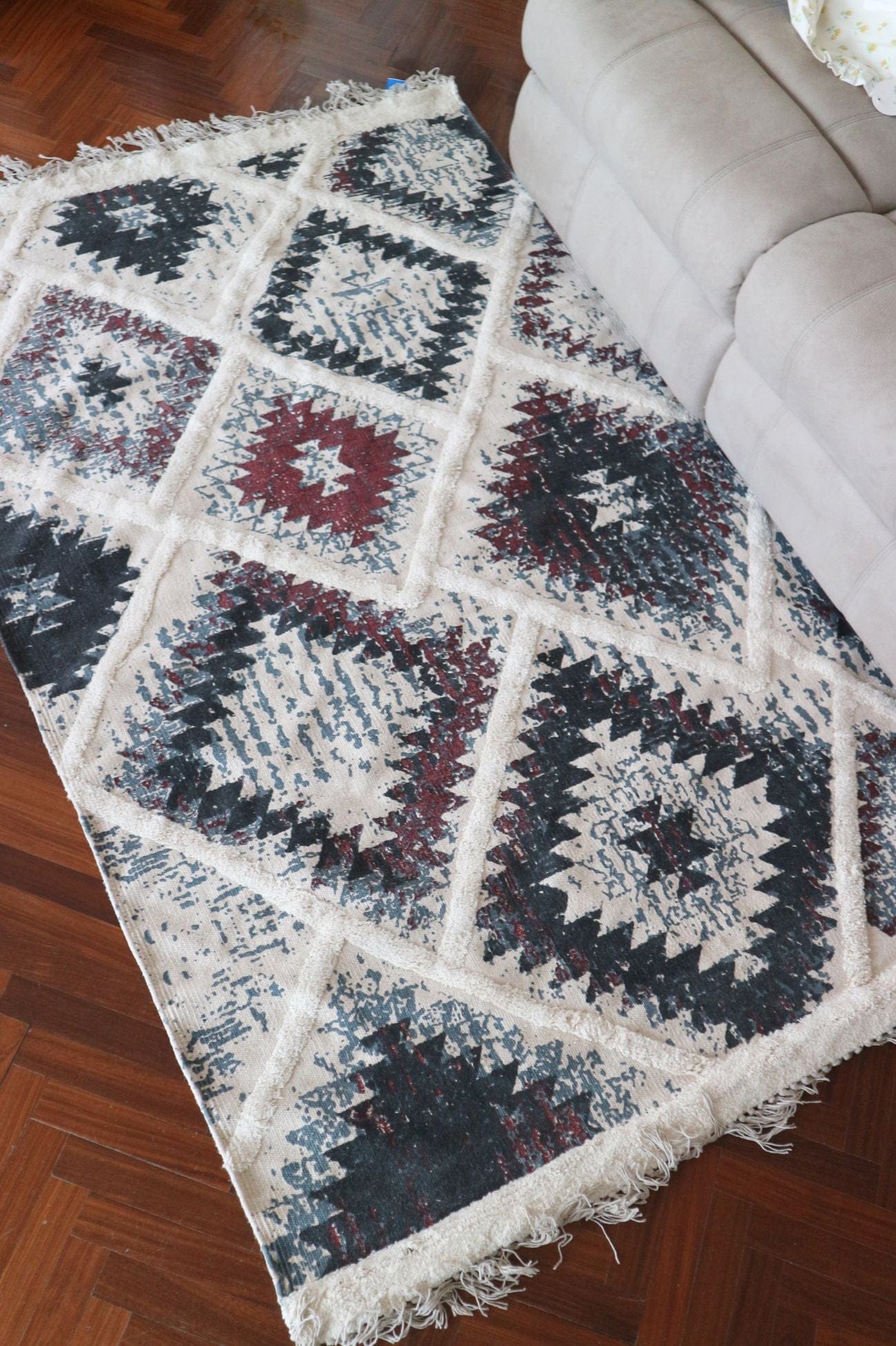 Item International William William - Tappeto in cotone 120x180 con decori ricamati in stile boho | Item International