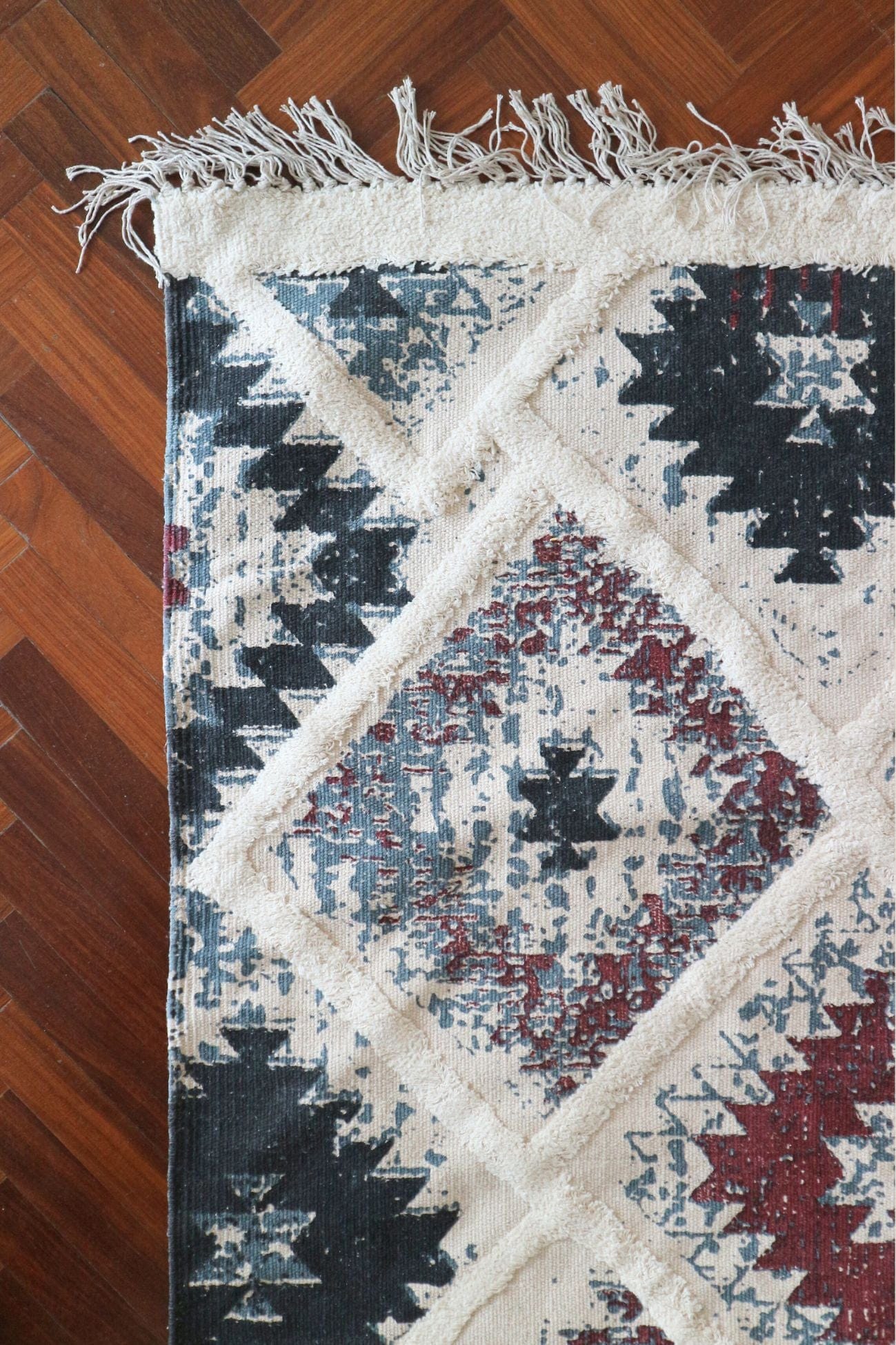 Item International William William - Tappeto in cotone 120x180 con decori ricamati in stile boho | Item International