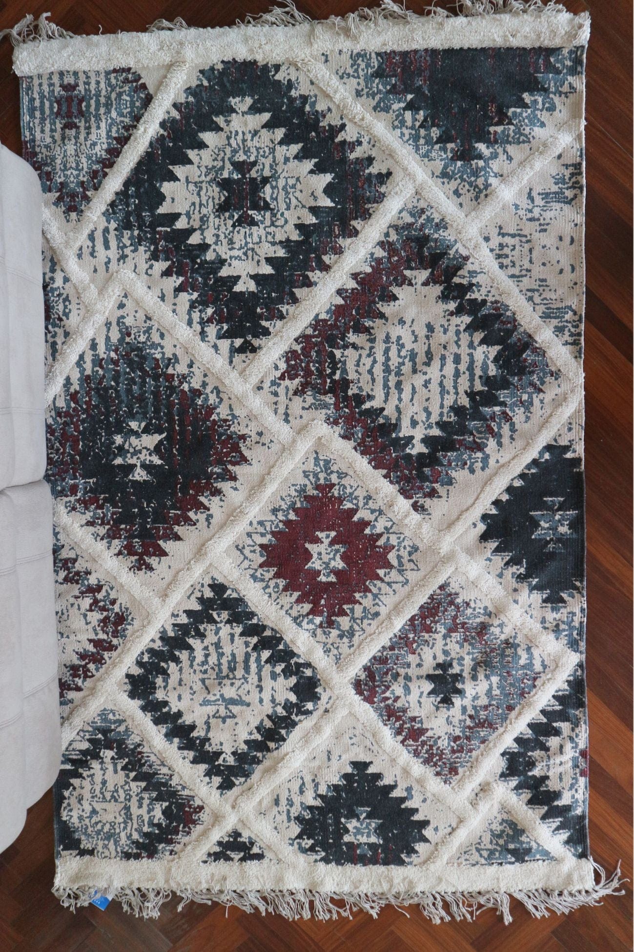 Item International William William - Tappeto in cotone 120x180 con decori ricamati in stile boho | Item International