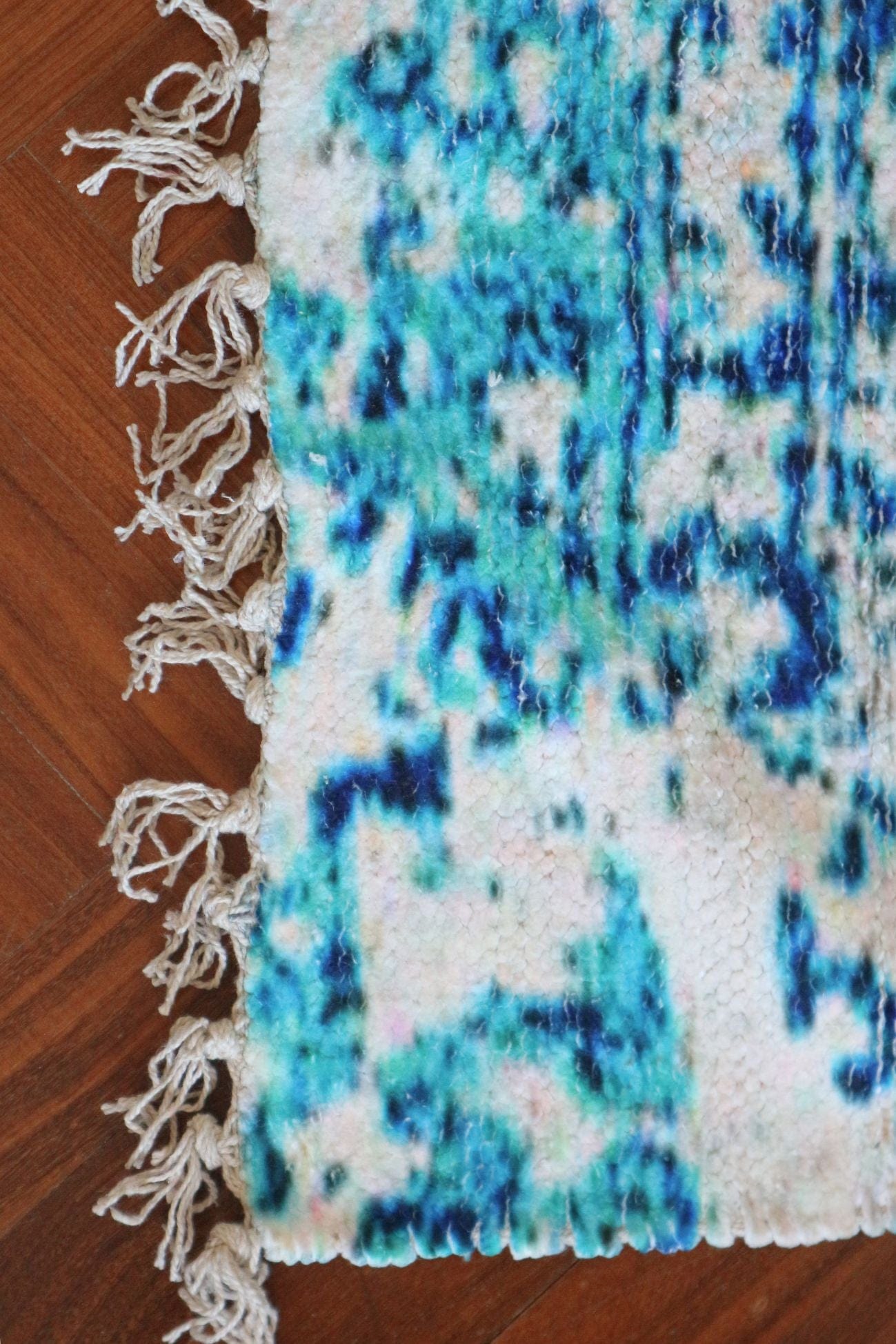 Item International Zariel Zariel - Tappeto in ciniglia di cotone azzurro con motivi etnici 120x180 | Item International