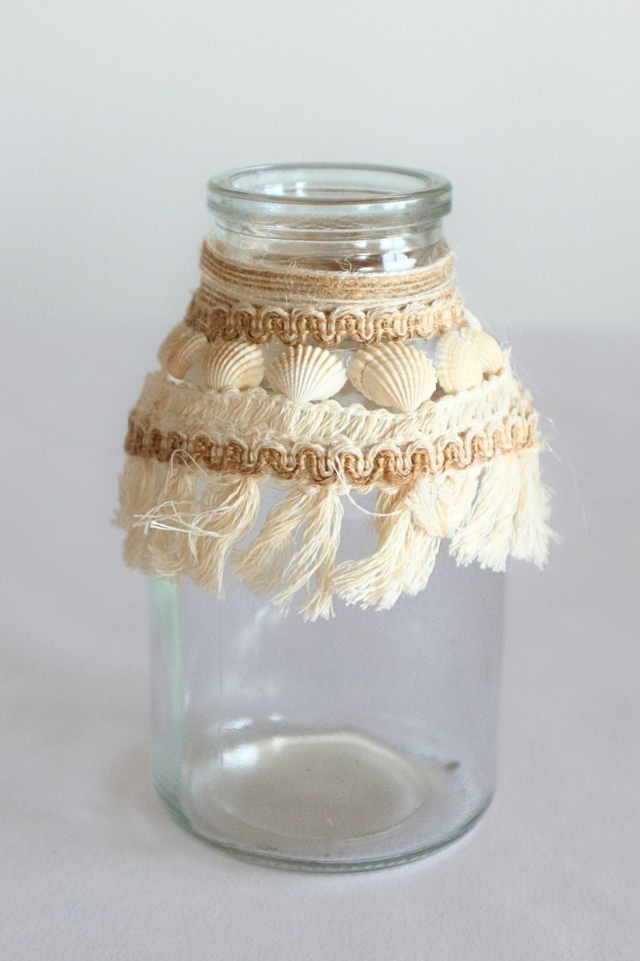 Jolipa Alina Alina - Vaso conchiglie in vetro con decoro Écru | Jolipa