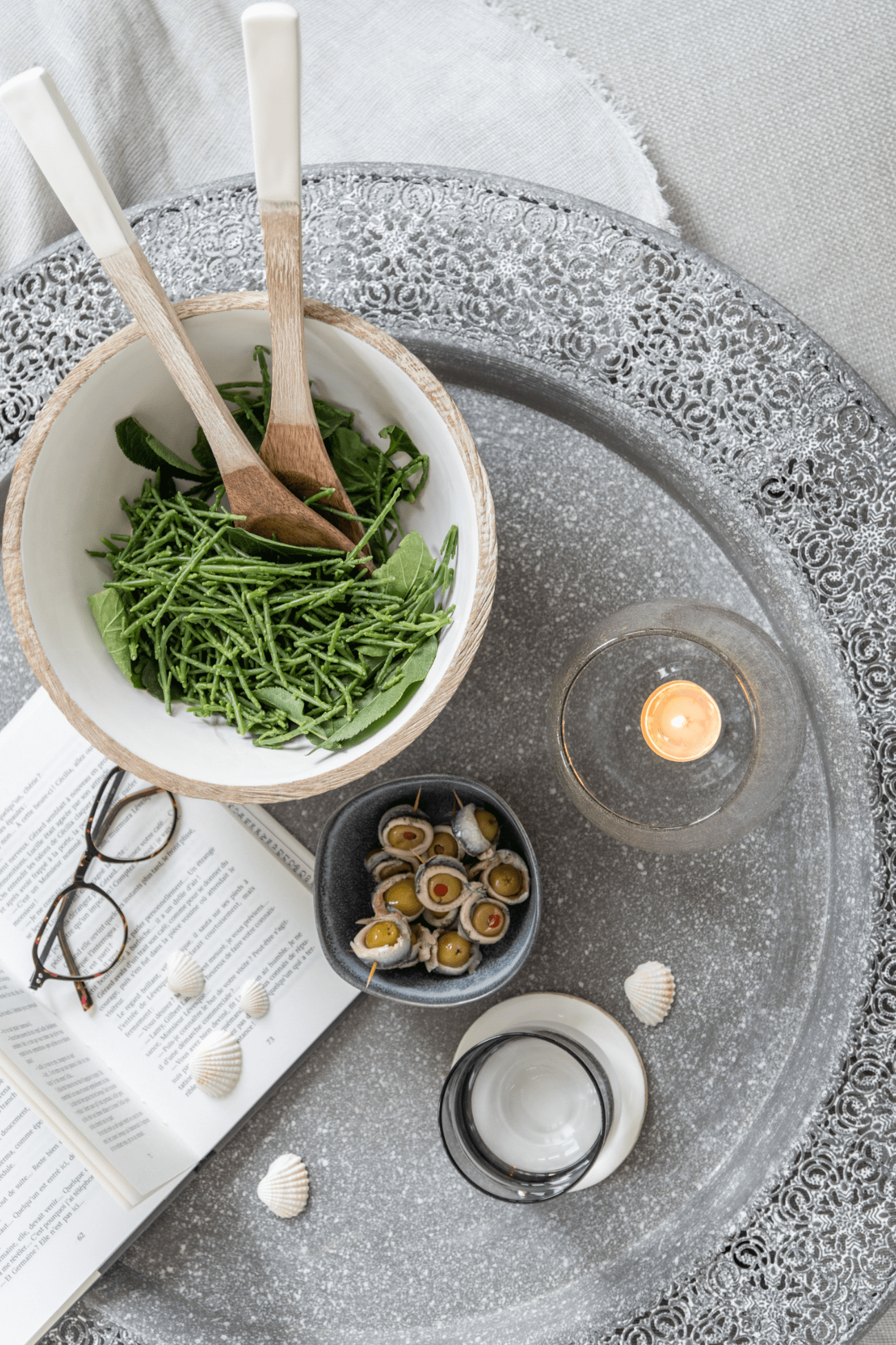 Jolipa Ghita Posate per insalata in legno di mango e smalto bianco