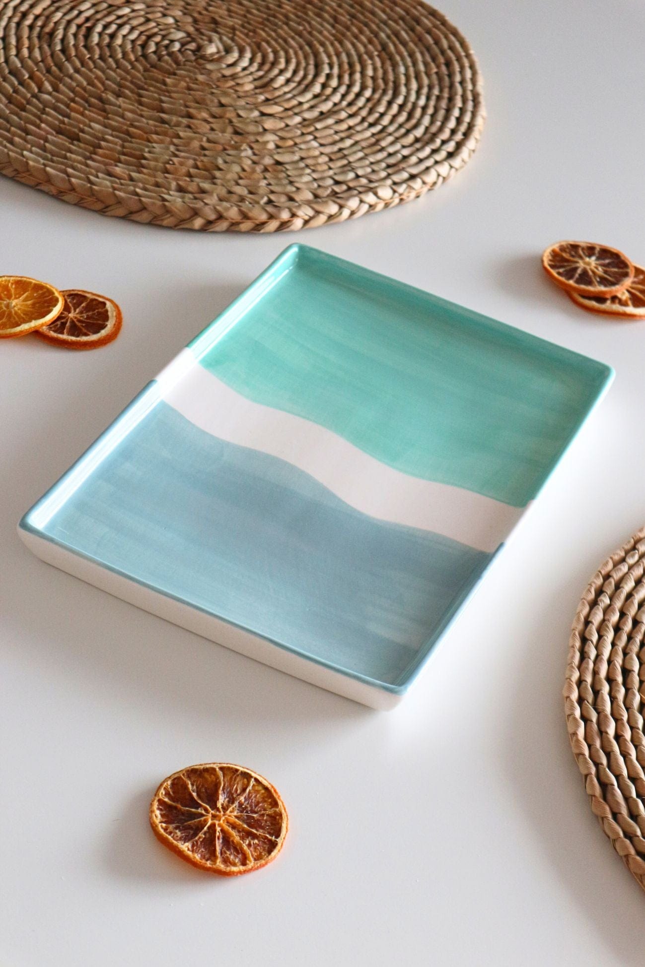 Jolipa Kyma Kyma - Vassoio rettangolare in porcellana in stile Coastal | Jolipa