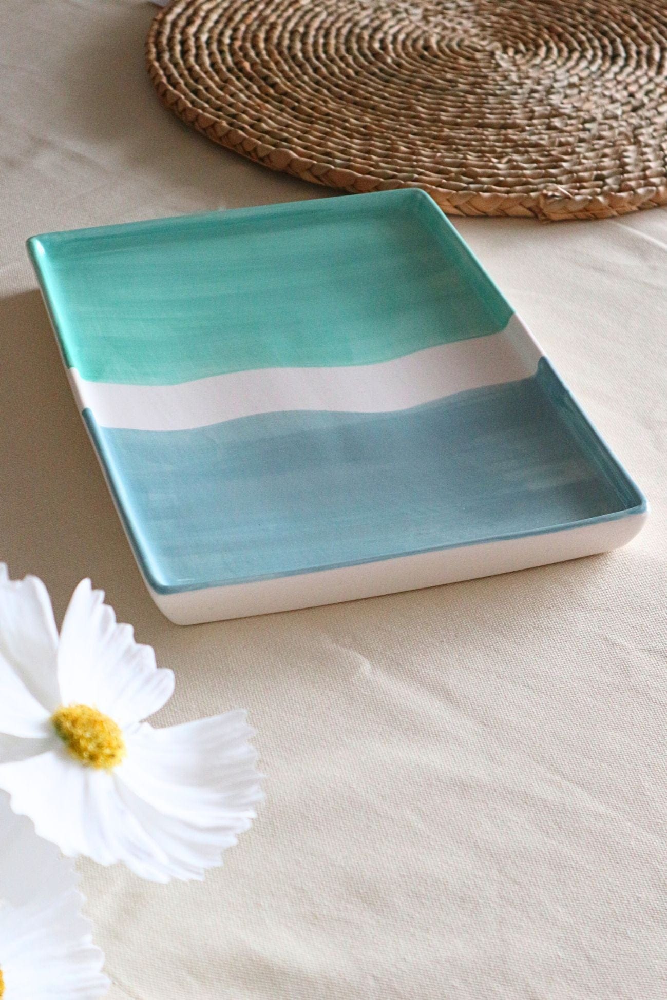 Jolipa Kyma Kyma - Vassoio rettangolare in porcellana in stile Coastal | Jolipa