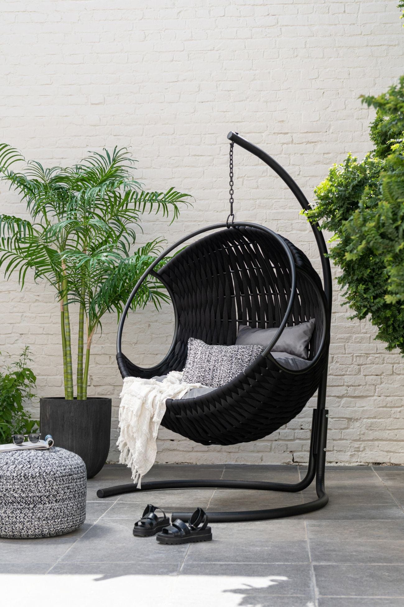 Jolipa Miami Miami - Pouf bianco e nero in poliestere | Jolipa