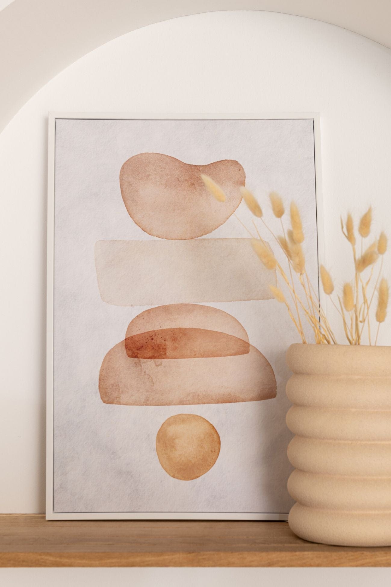 Jolipa Nyan Quadro astratto con cornice in legno bianco