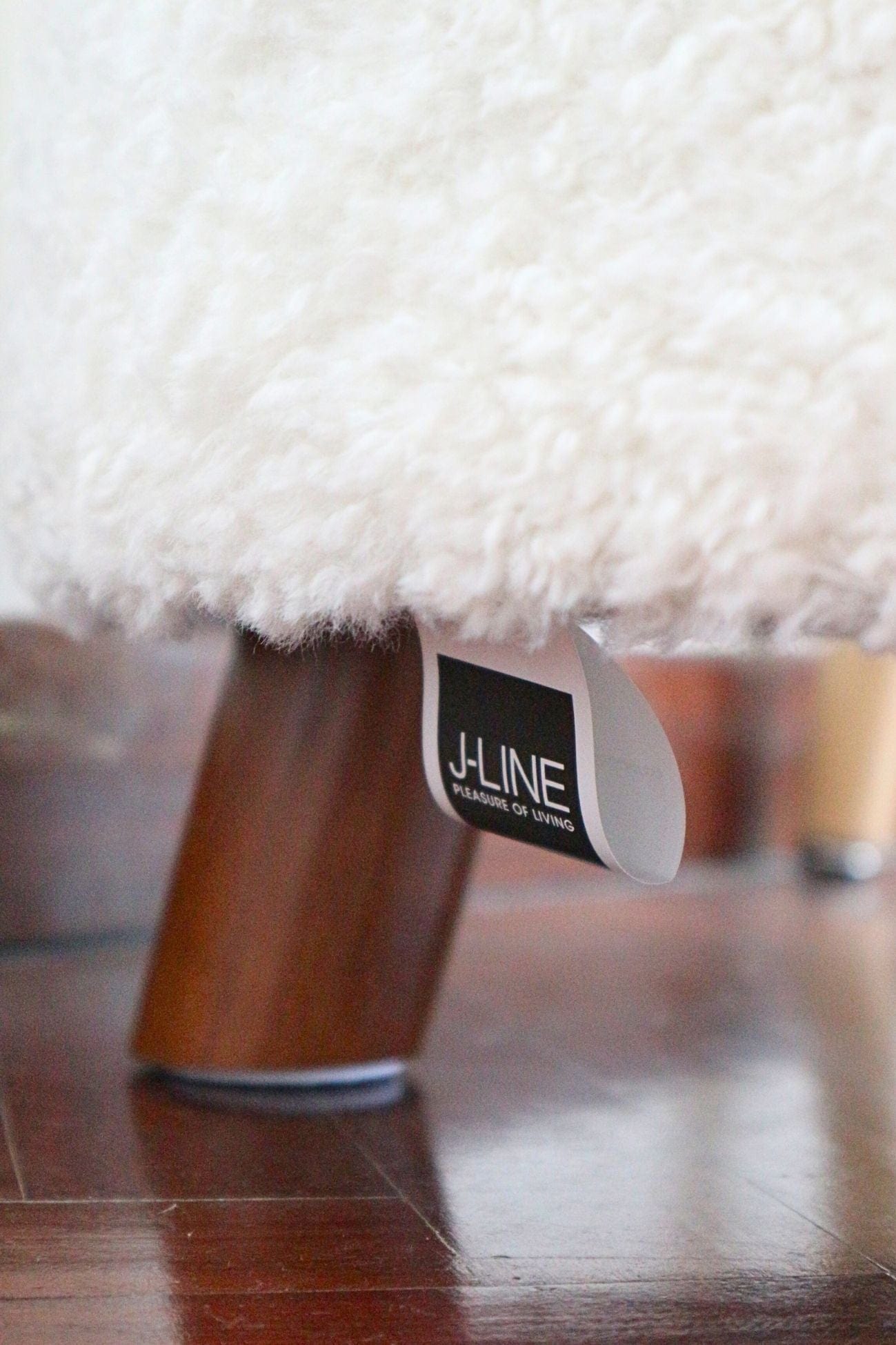 Jolipa Wilson Wilson - Pouf bianco in tessuto bouclé con gambe in legno | Jolipa