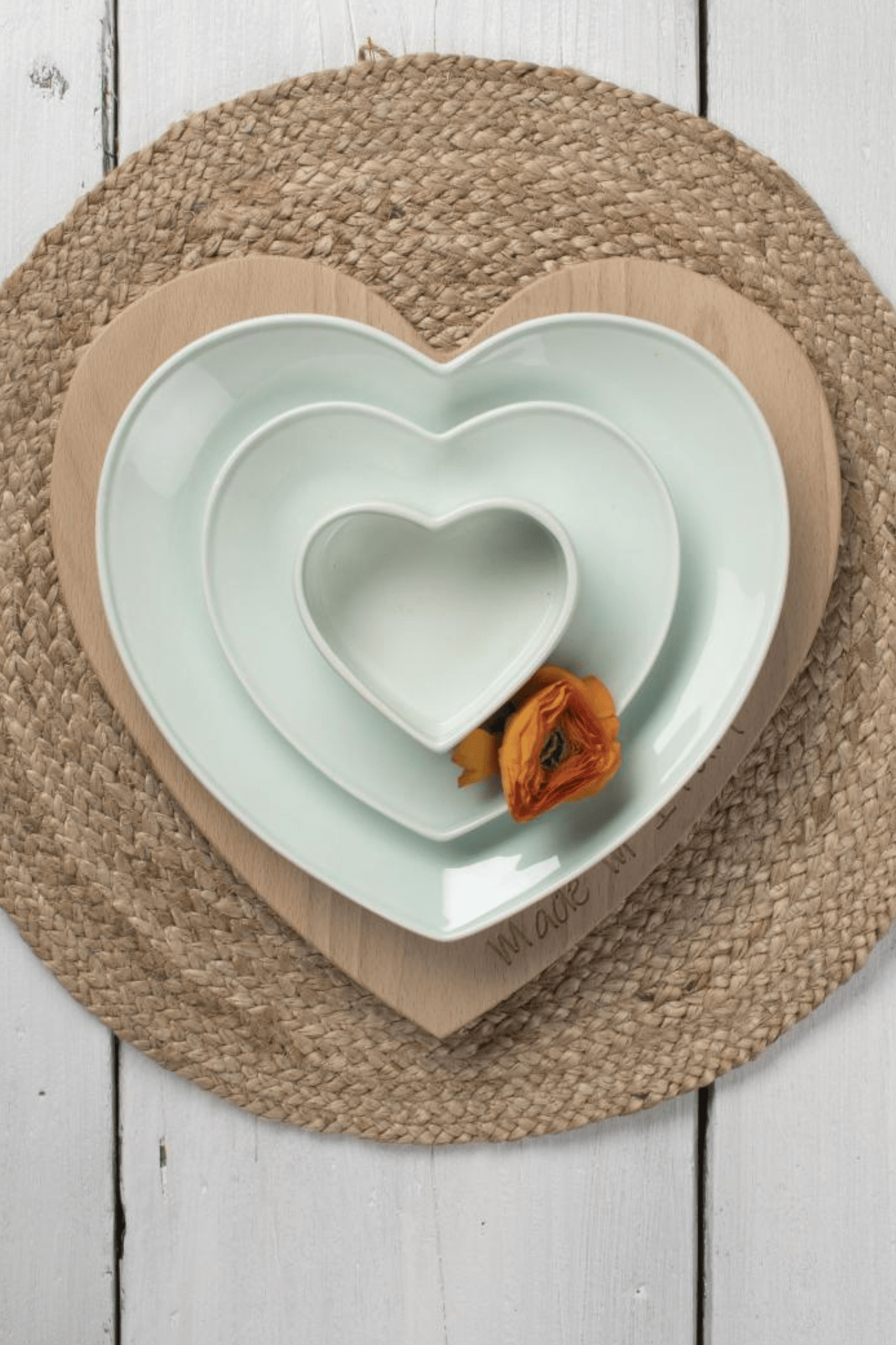 Luxe Lodge Cuore Piatto a forma di cuore in ceramica verde