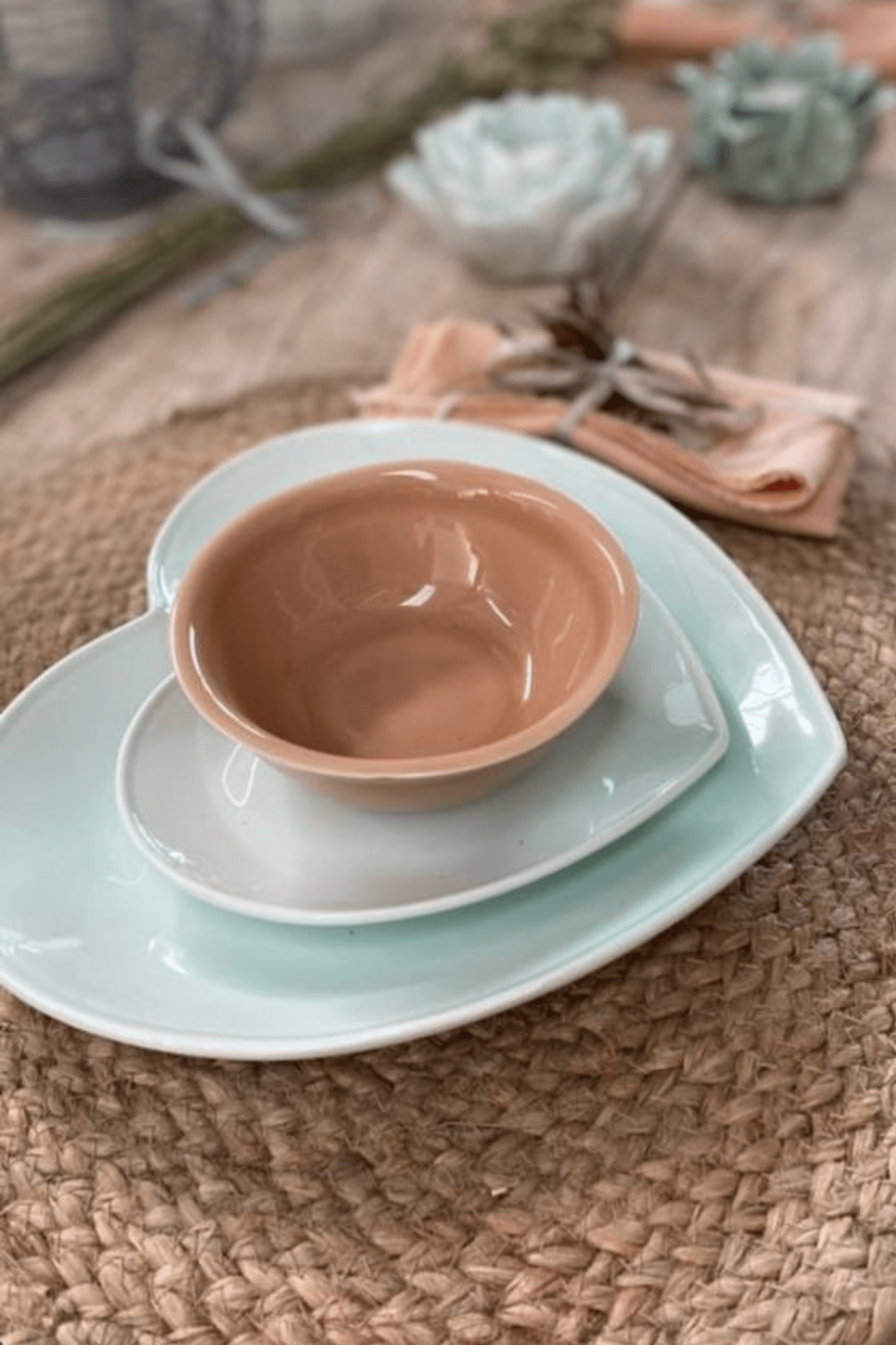 Luxe Lodge Cuore Piatto a forma di cuore in ceramica verde