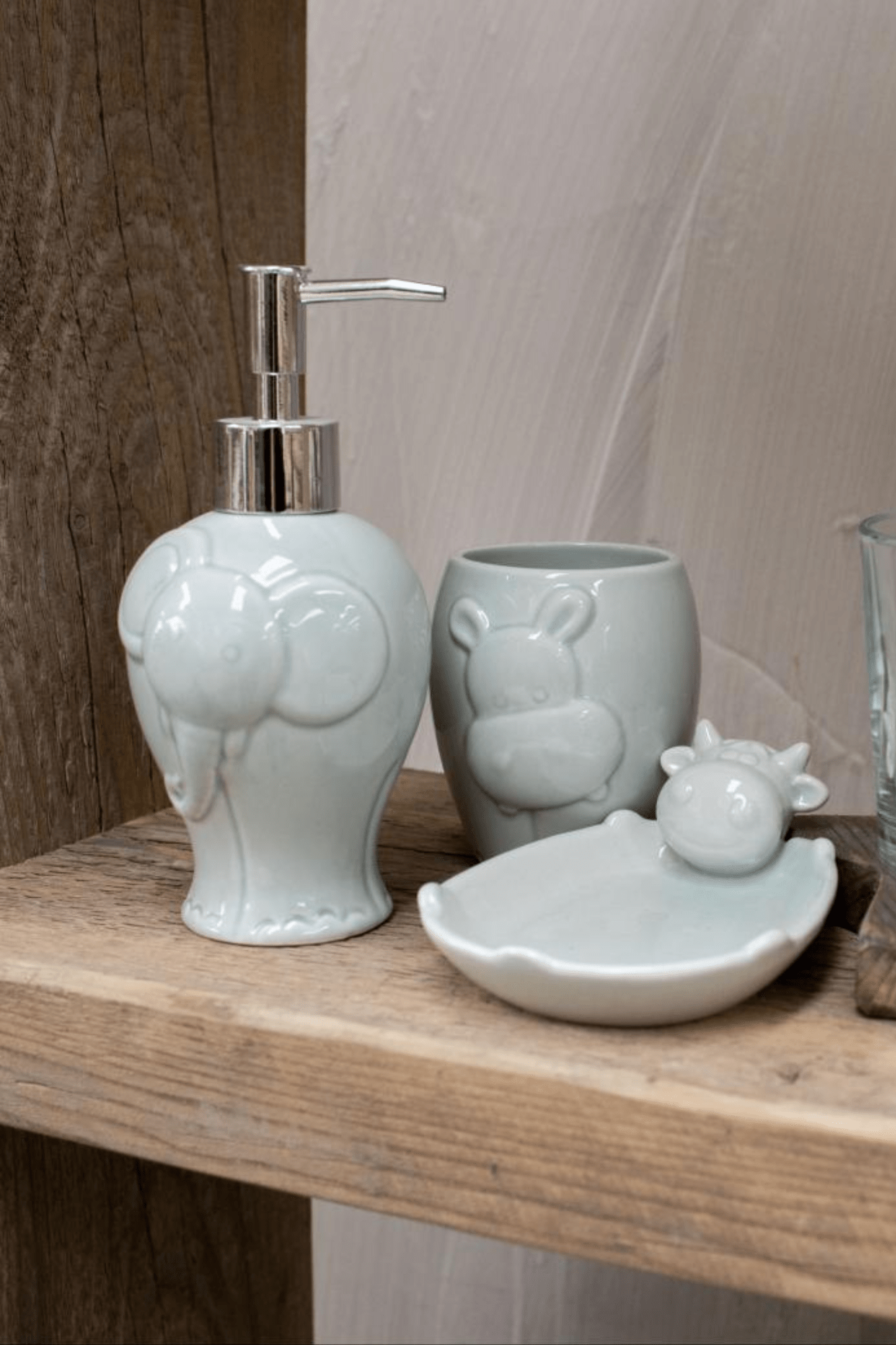 Luxe Lodge Odla Set di 3 dosatore di sapone, portaspazzolino e portasapone per bambini