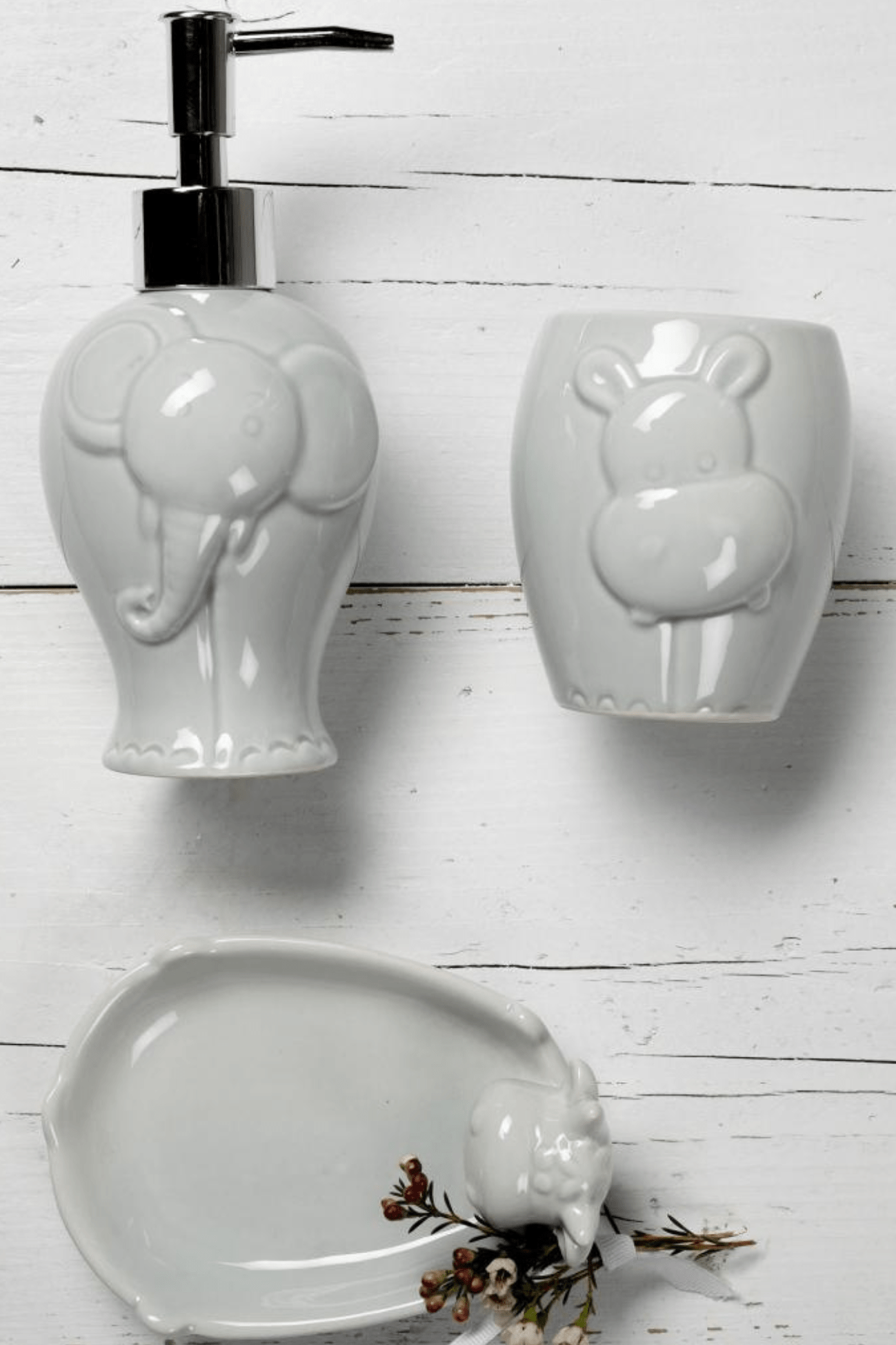 Luxe Lodge Odla Set di 3 dosatore di sapone, portaspazzolino e portasapone per bambini