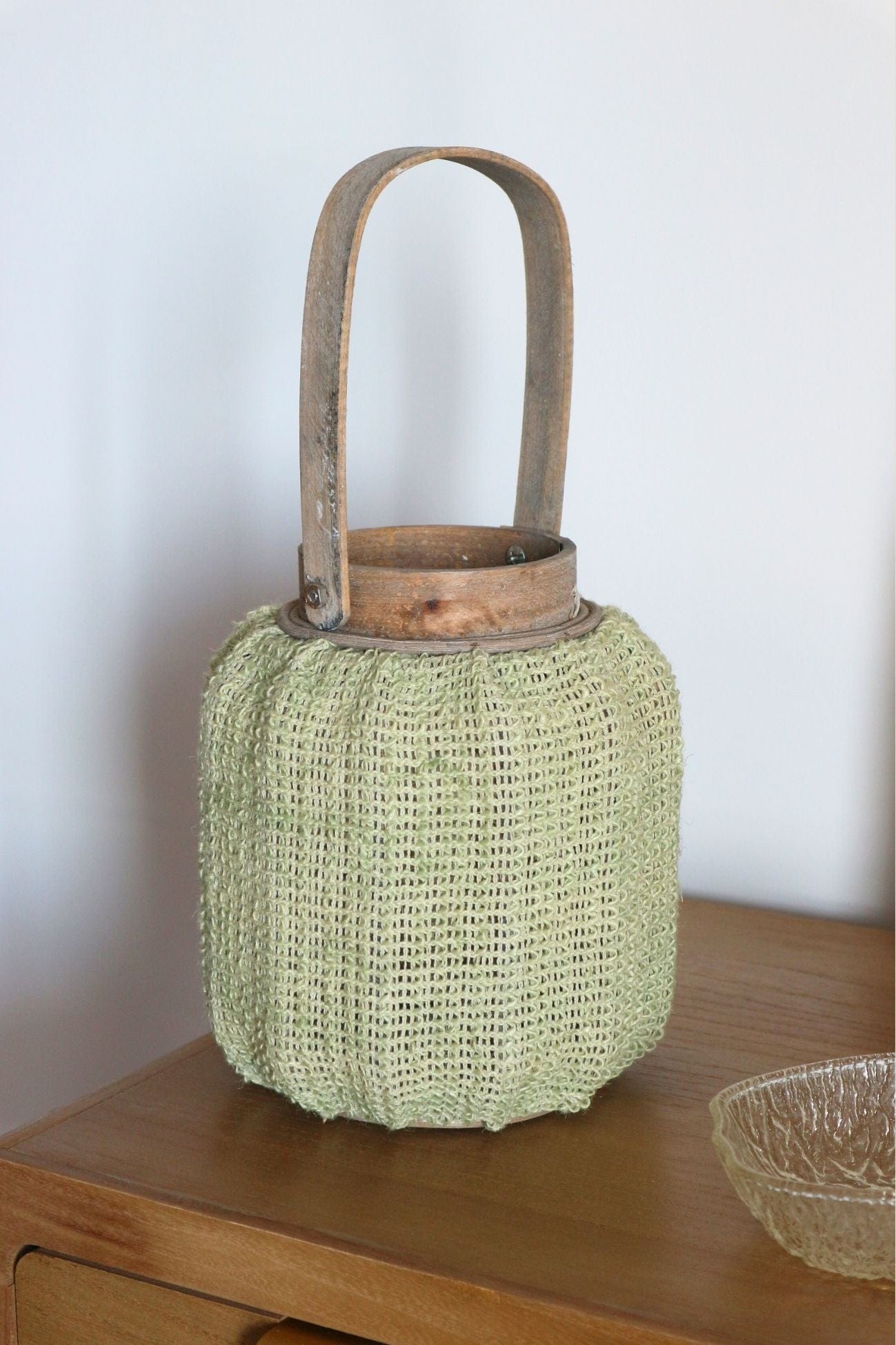 Luxe Lodge Smid Smid - Lanterna in legno e tessuto verde con interno in vetro | Luxe Lodge