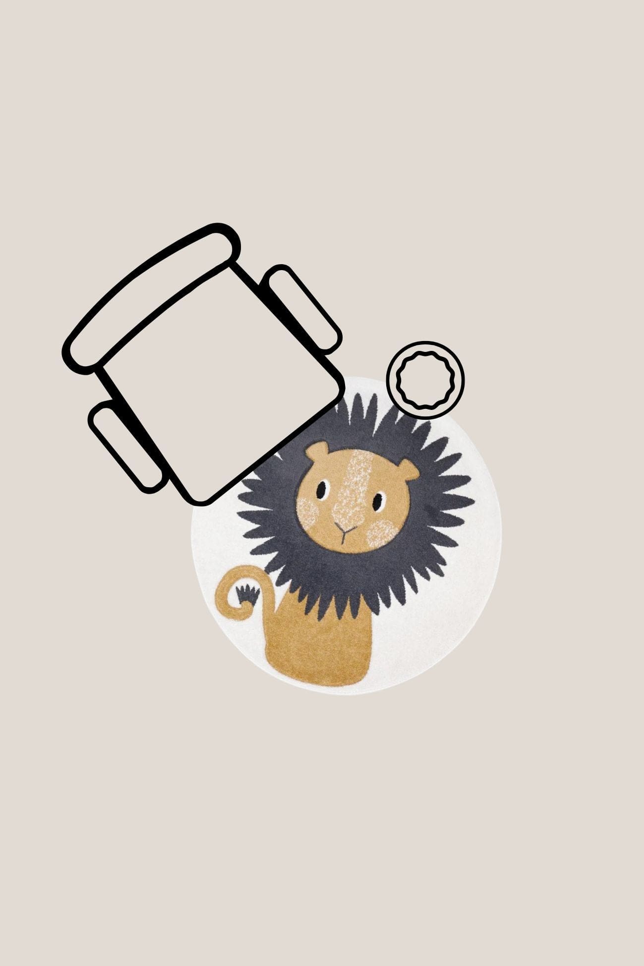 Nattiot Jaggo Jaggo - Tappeto tondo con fantasia leoncino per bambini 120cm | Nattiot